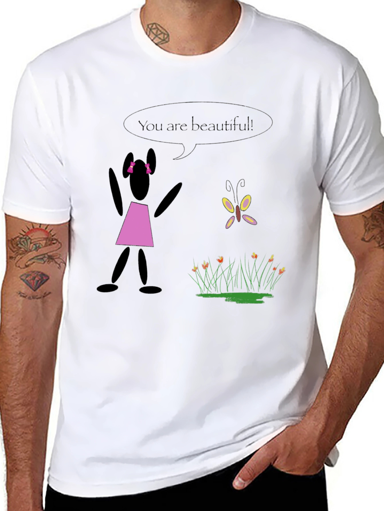 Black Unique Graphic Tee: You Are Beautiful view 8