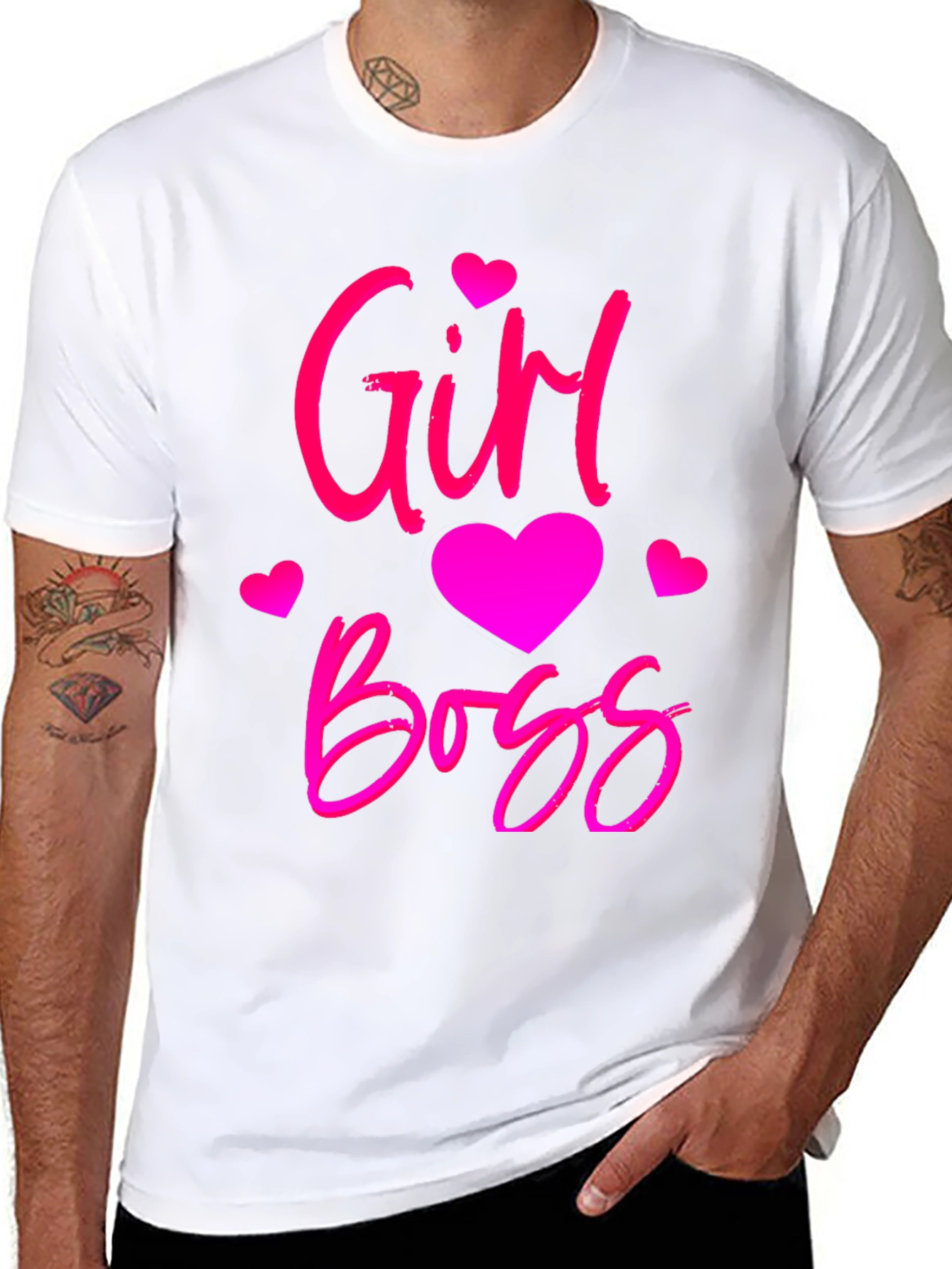 Black Girl Boss Black T-Shirt with Pink Design view 8