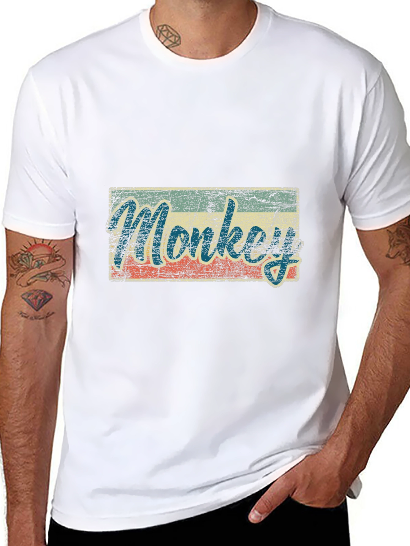 Black Vintage Monkey Graphic T-Shirt view 8
