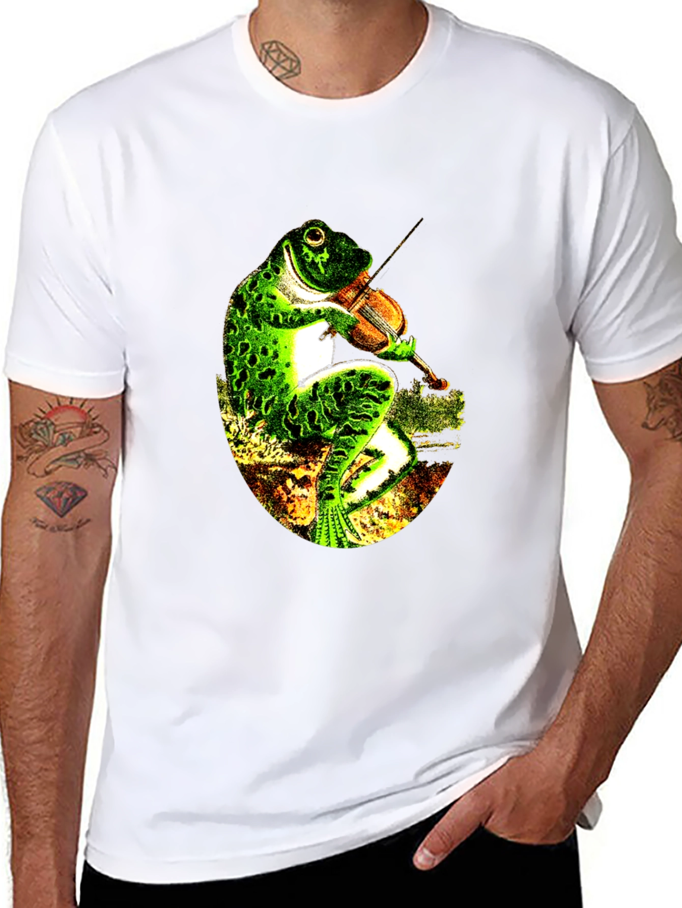 Black Frog Playing Violin Black T-Shirt view 8