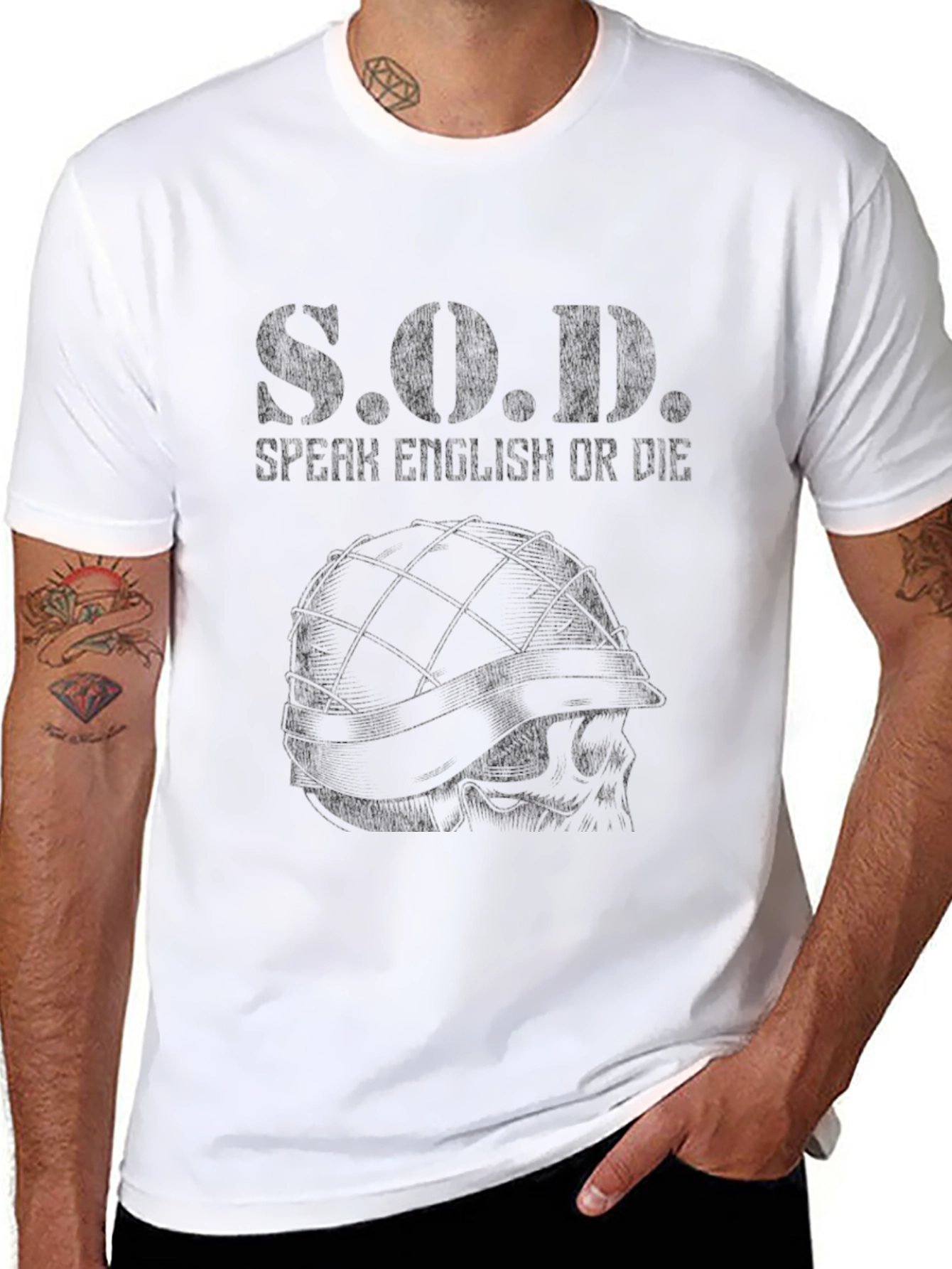 Black S.O.D. Speak English Or Die Graphic Tee - Black Cotton view 8