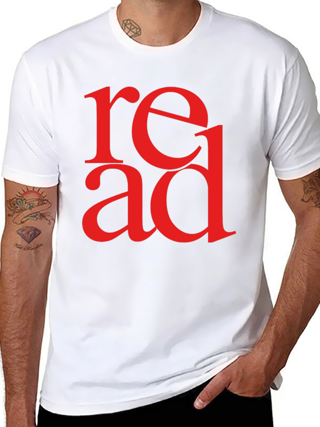 Black Read Graphic T-Shirt - Black Tee with Bold Red Lettering view 8