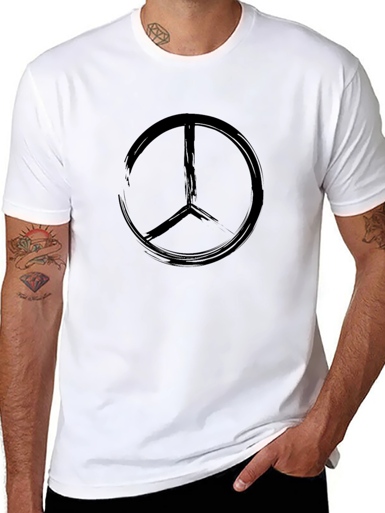 Black Black Peace Symbol Graphic Tee - Casual Comfort view 8