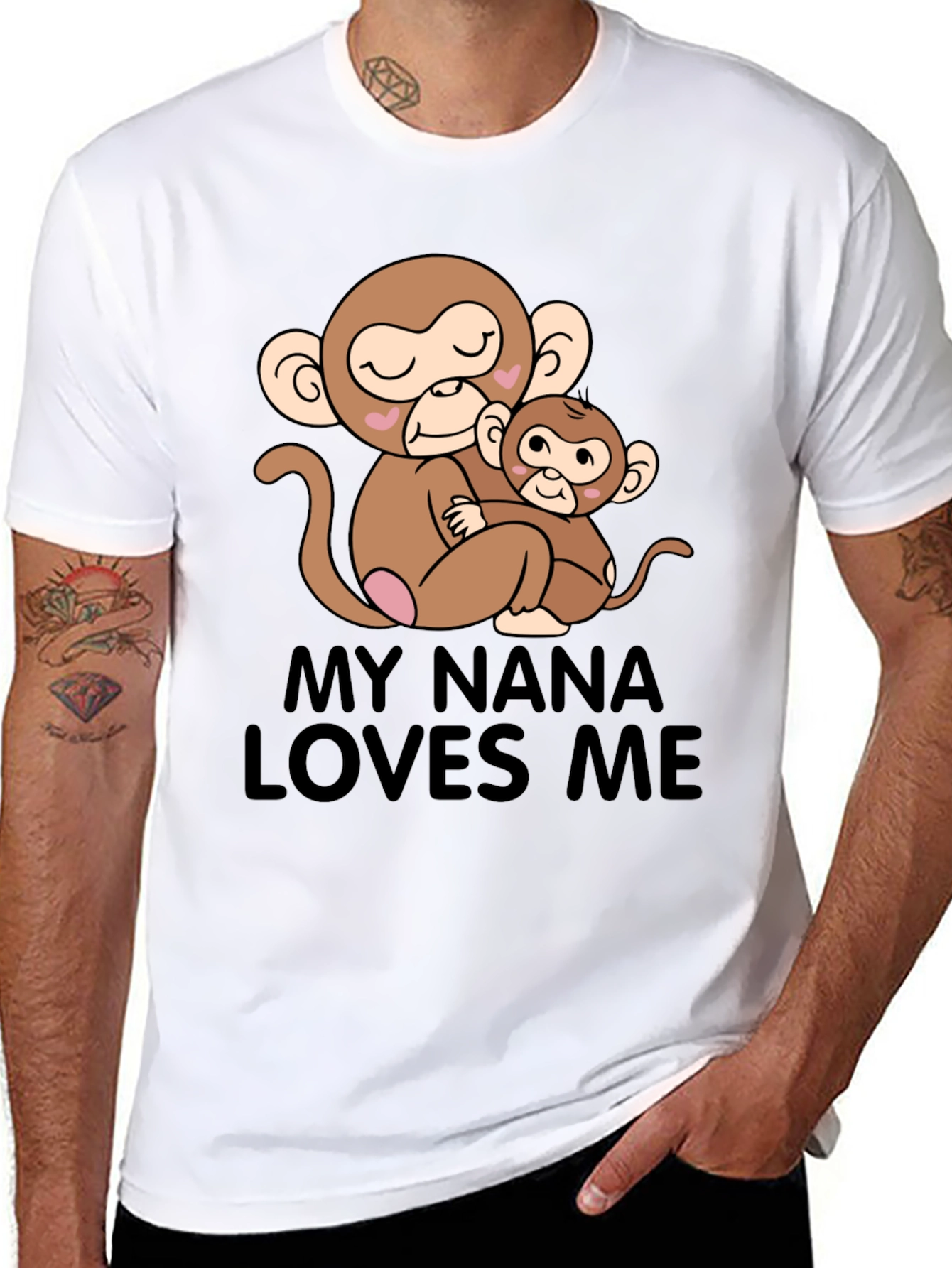 Black My Nana Loves Me Monkey Graphic T-Shirt view 8