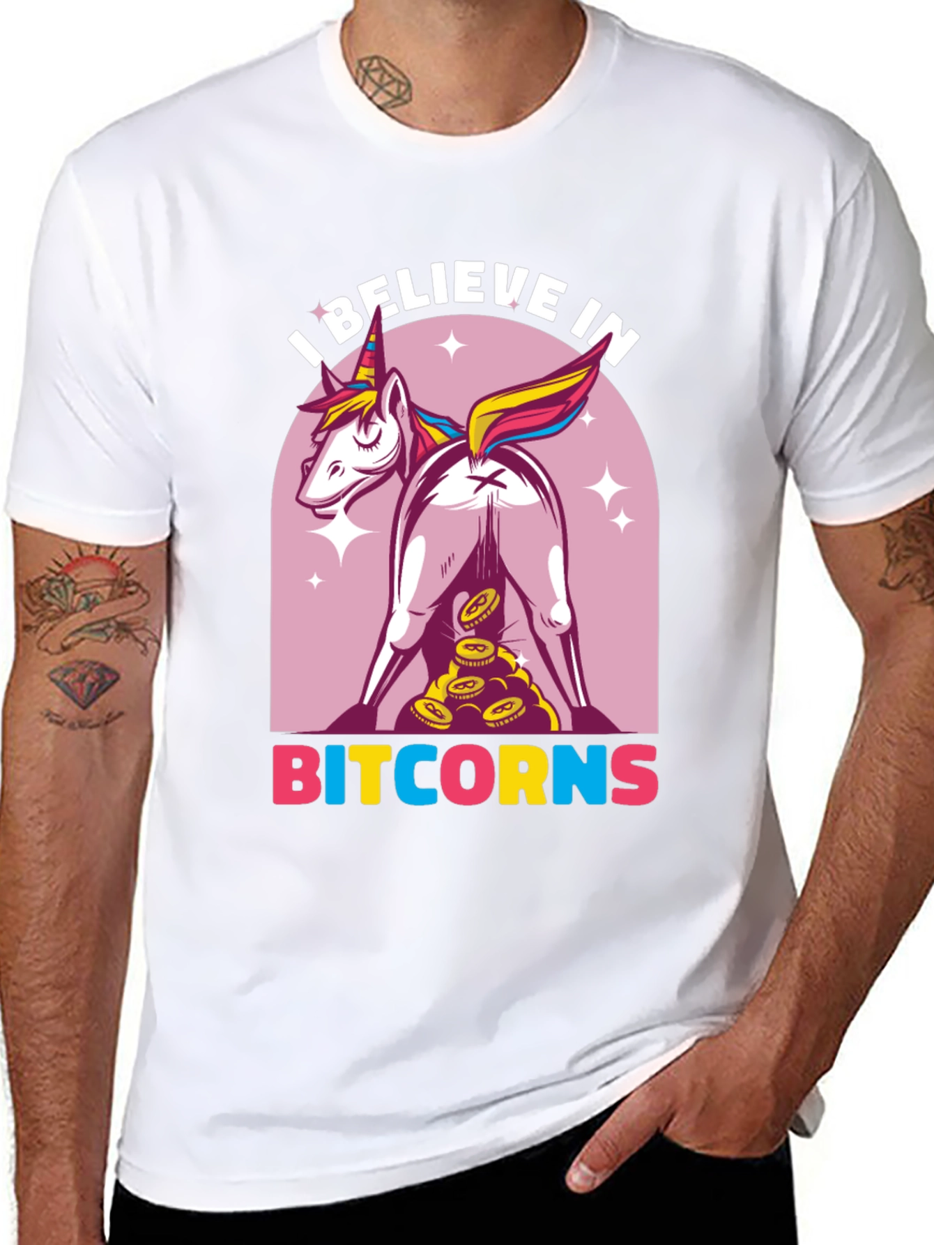 Black Bitcoin Unicorn T-Shirt - Crypto Humor Tee view 8