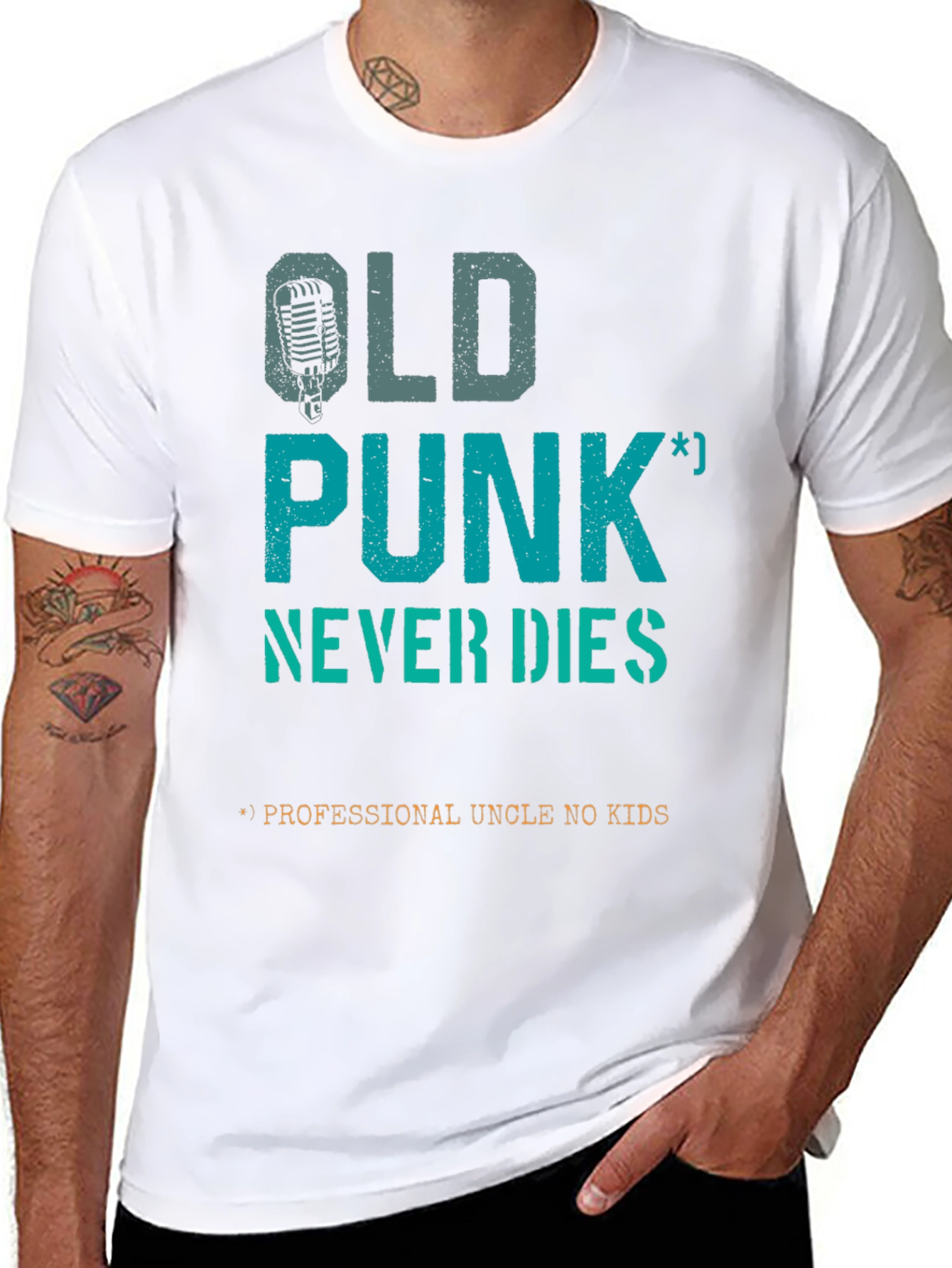 Black Old Punk Never Dies T-Shirt view 8