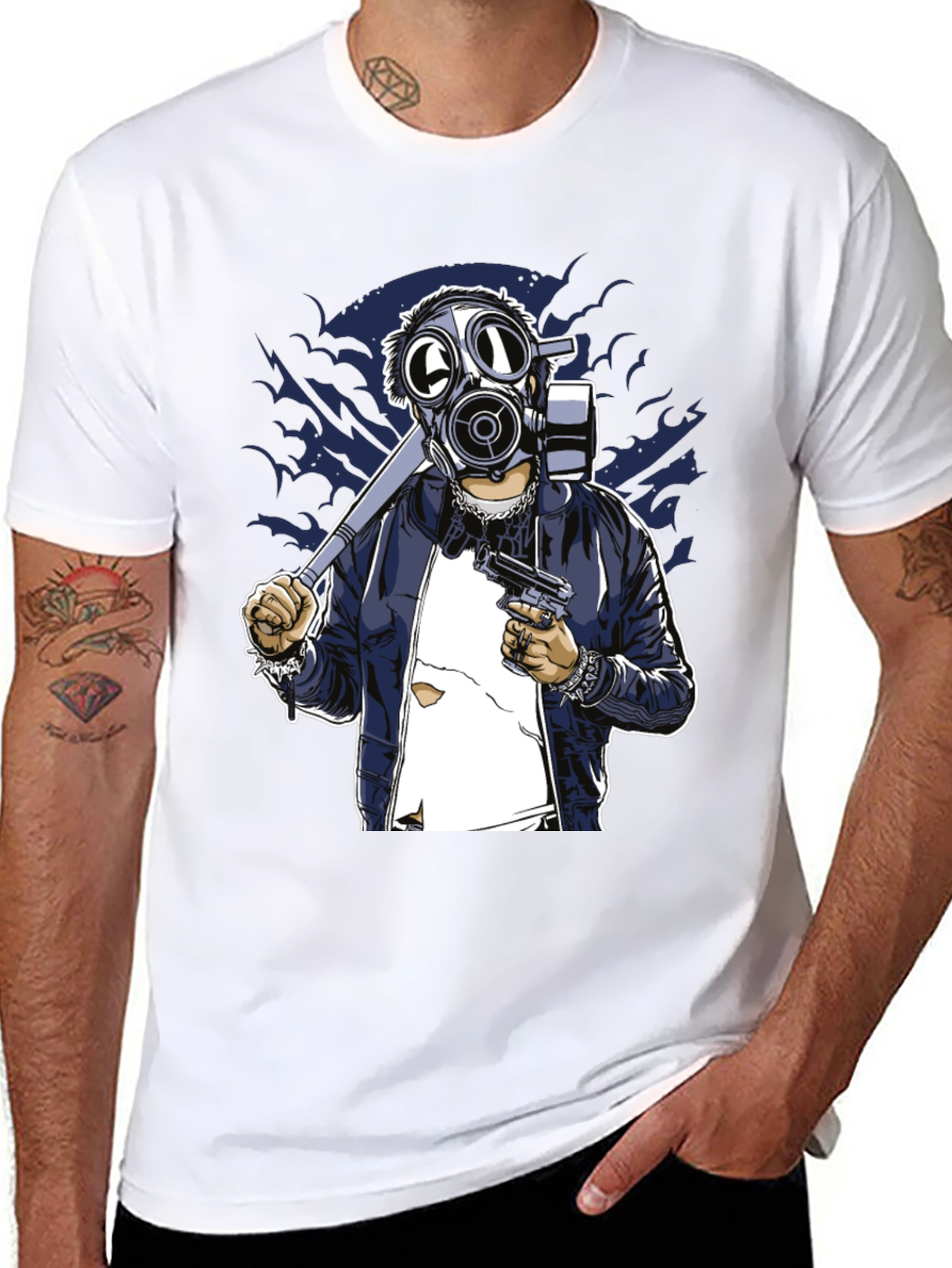 Black Gas Mask Graphic T-Shirt - Edgy Streetwear Tee view 8