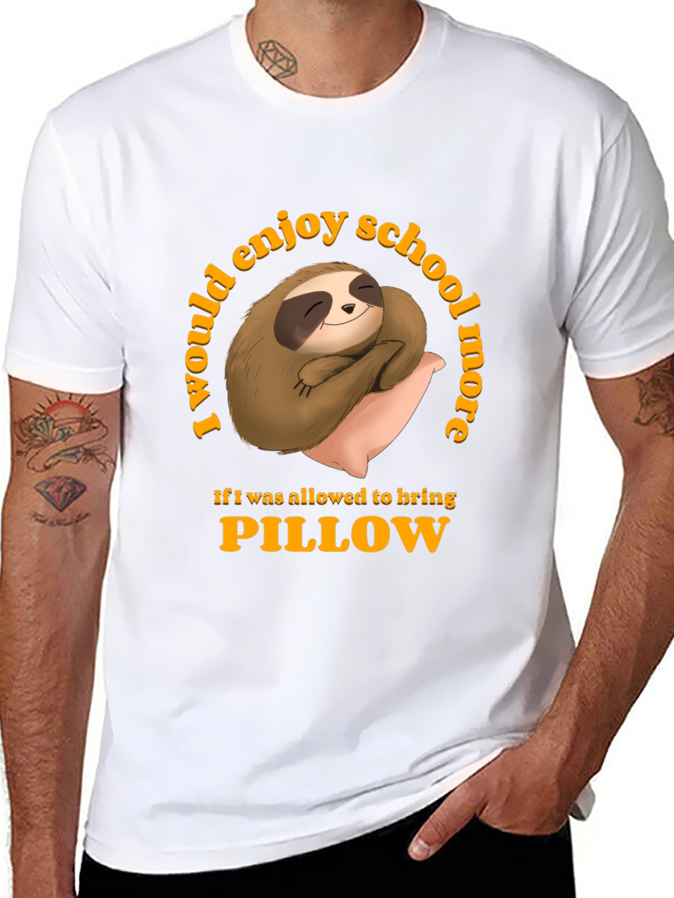 Black Sloth Pillow T-Shirt - School Nap Time Tee view 8