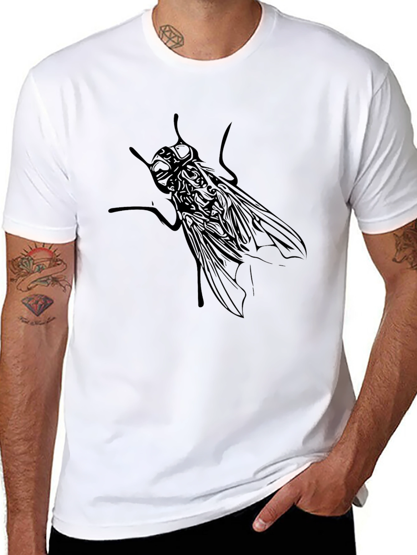 Black Black Fly Graphic Tee - Cool Insect Design view 8