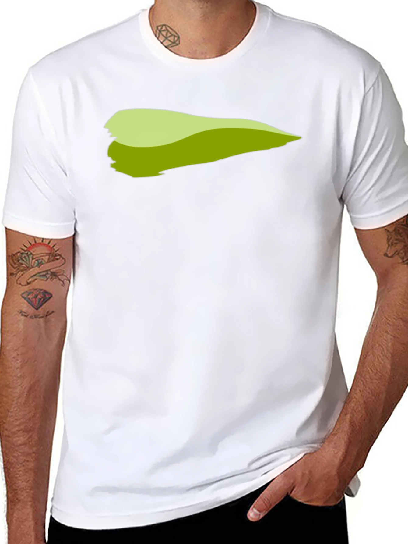 Green Brush Stroke Graphic T-Shirt - 8