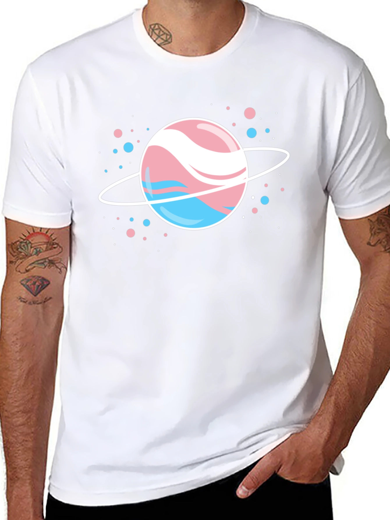 Black Transgender Pride Planet T-Shirt - Black view 8