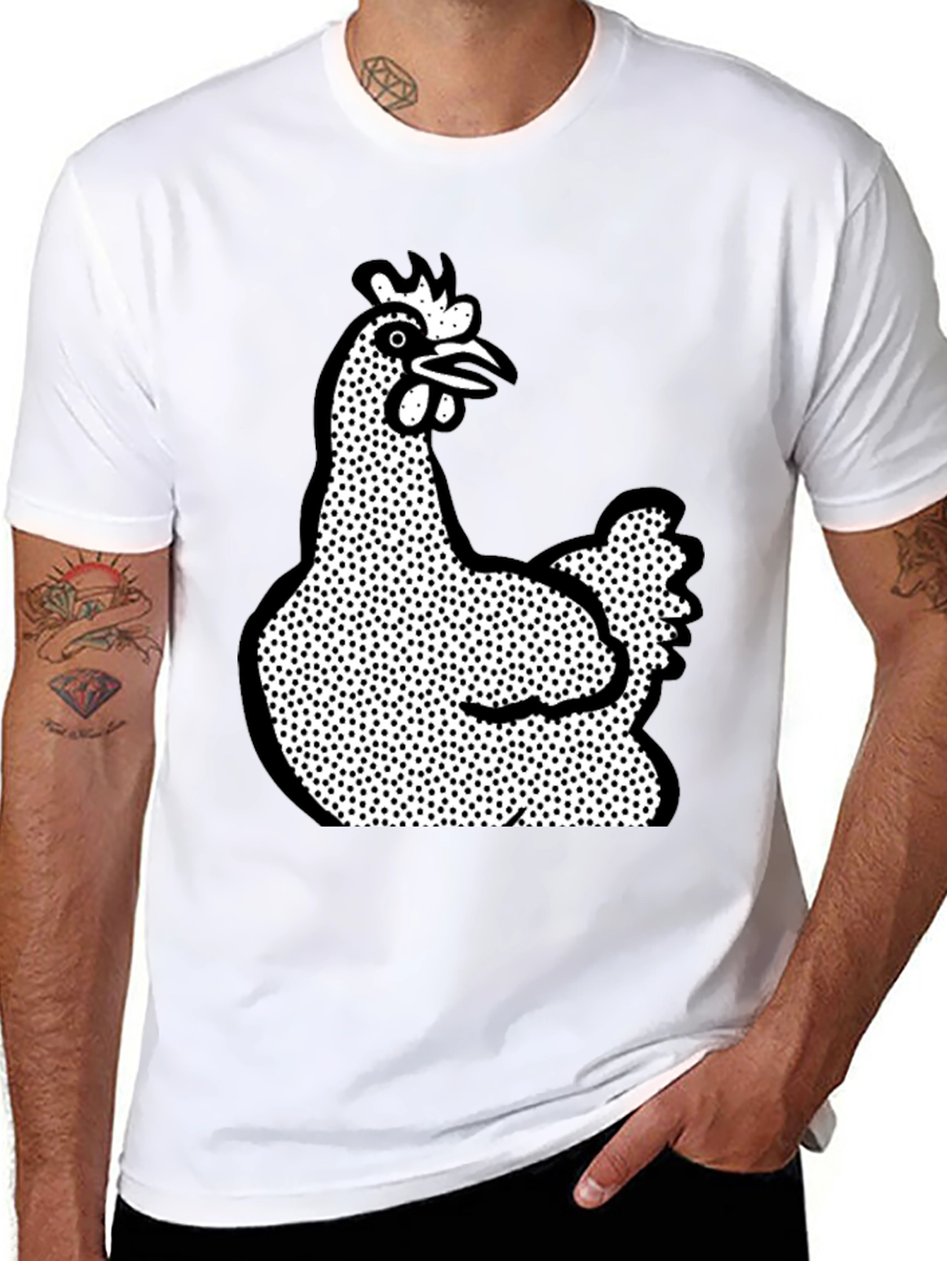 Black Quirky Chicken Graphic T-Shirt - Black view 8