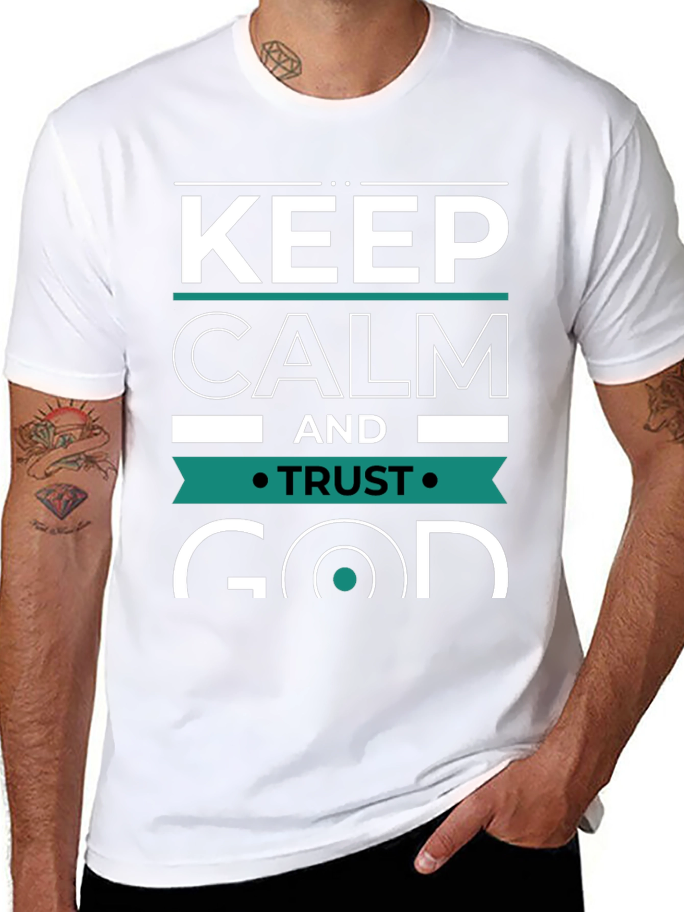Black Keep Calm and Trust God Graphic Tee - Black view 8
