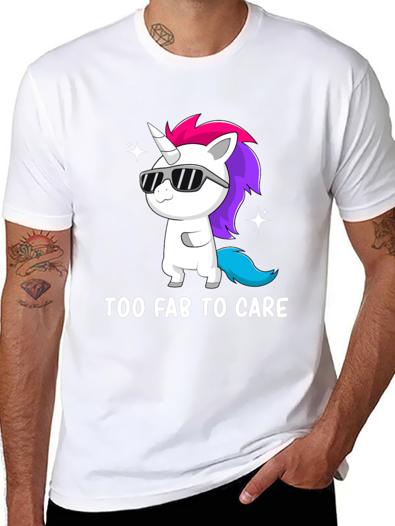 Black Too Fab to Care Unicorn Graphic Tee view 8