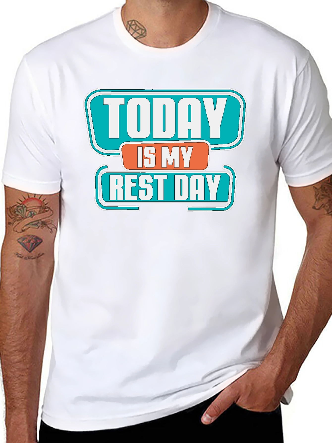 Black Today Is My Rest Day Graphic Tee - Black view 8