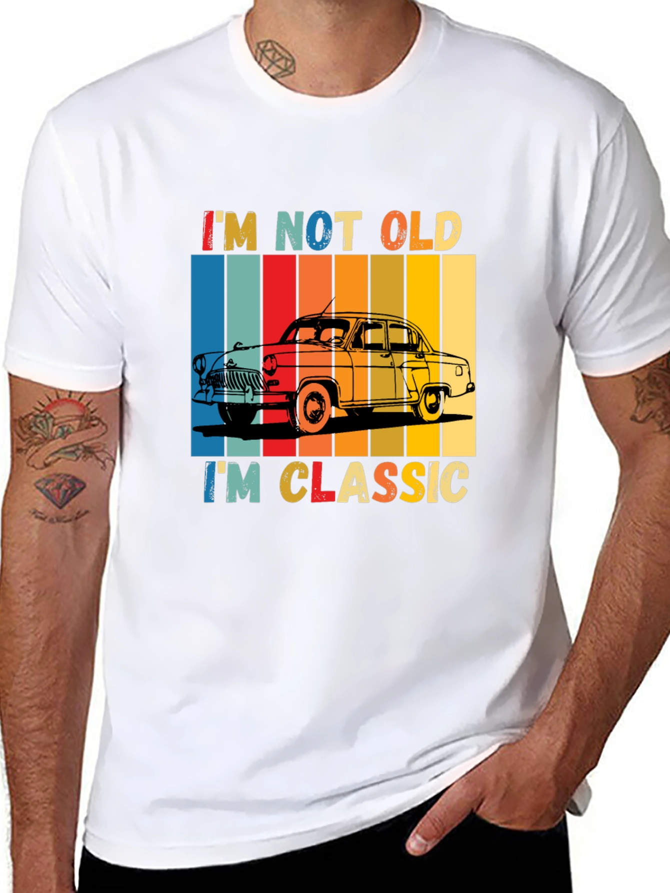 Black Classic Car T-Shirt - "I'm Not Old, I'm Classic" view 8
