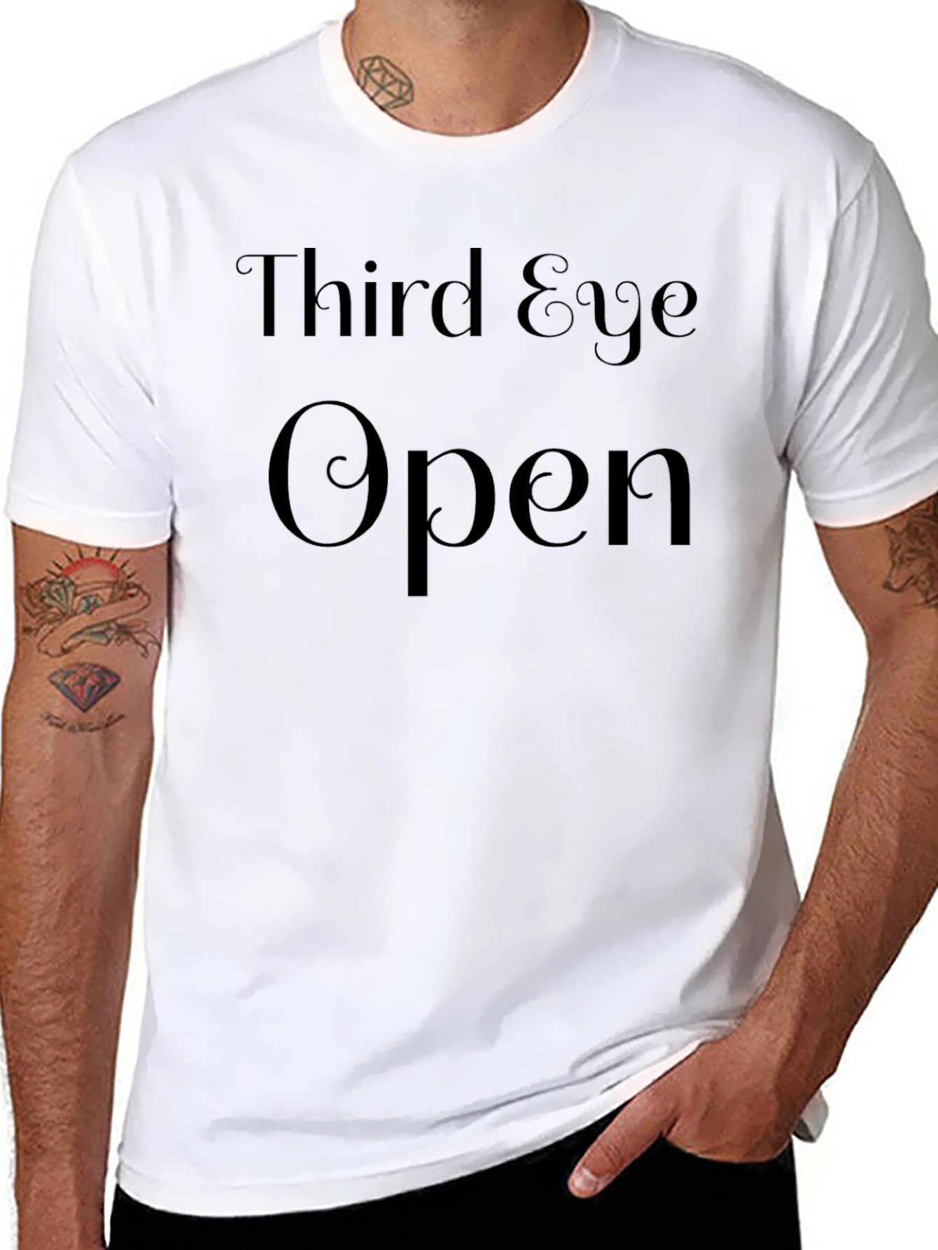 Black Third Eye Open Graphic T-Shirt - Black Crew Neck Tee view 8
