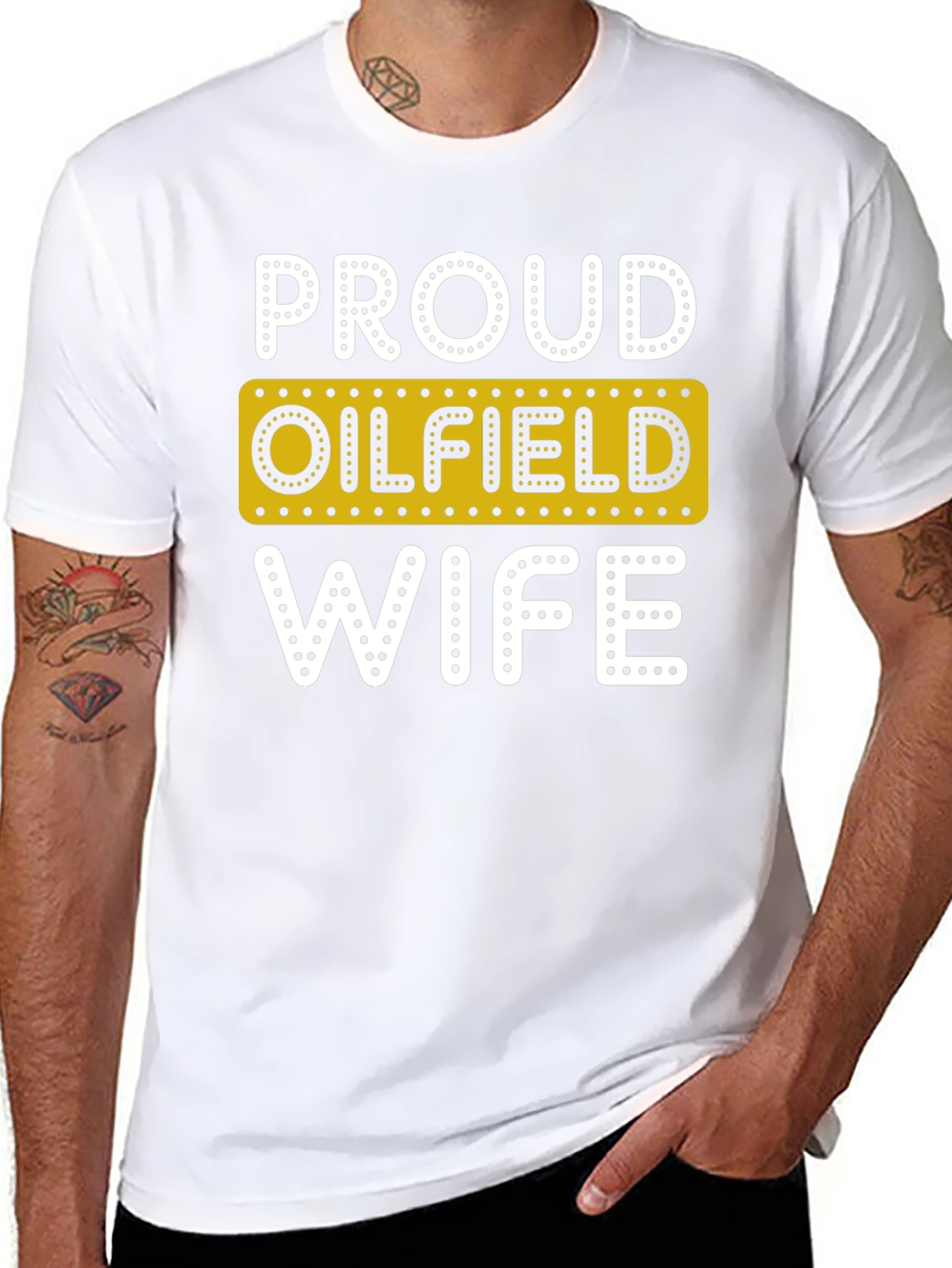Black Proud Oilfield Wife Novelty T-Shirt view 8