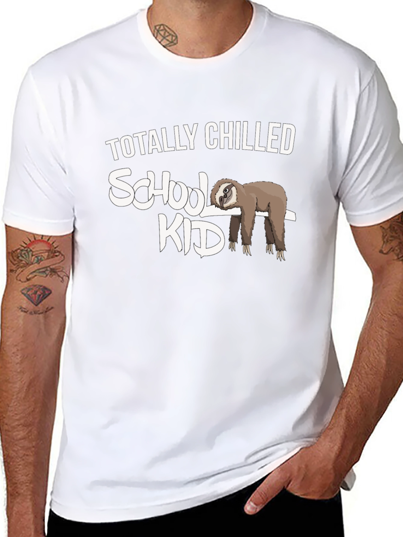 Black Totally Chilled Sloth School Kid Graphic Tee view 8