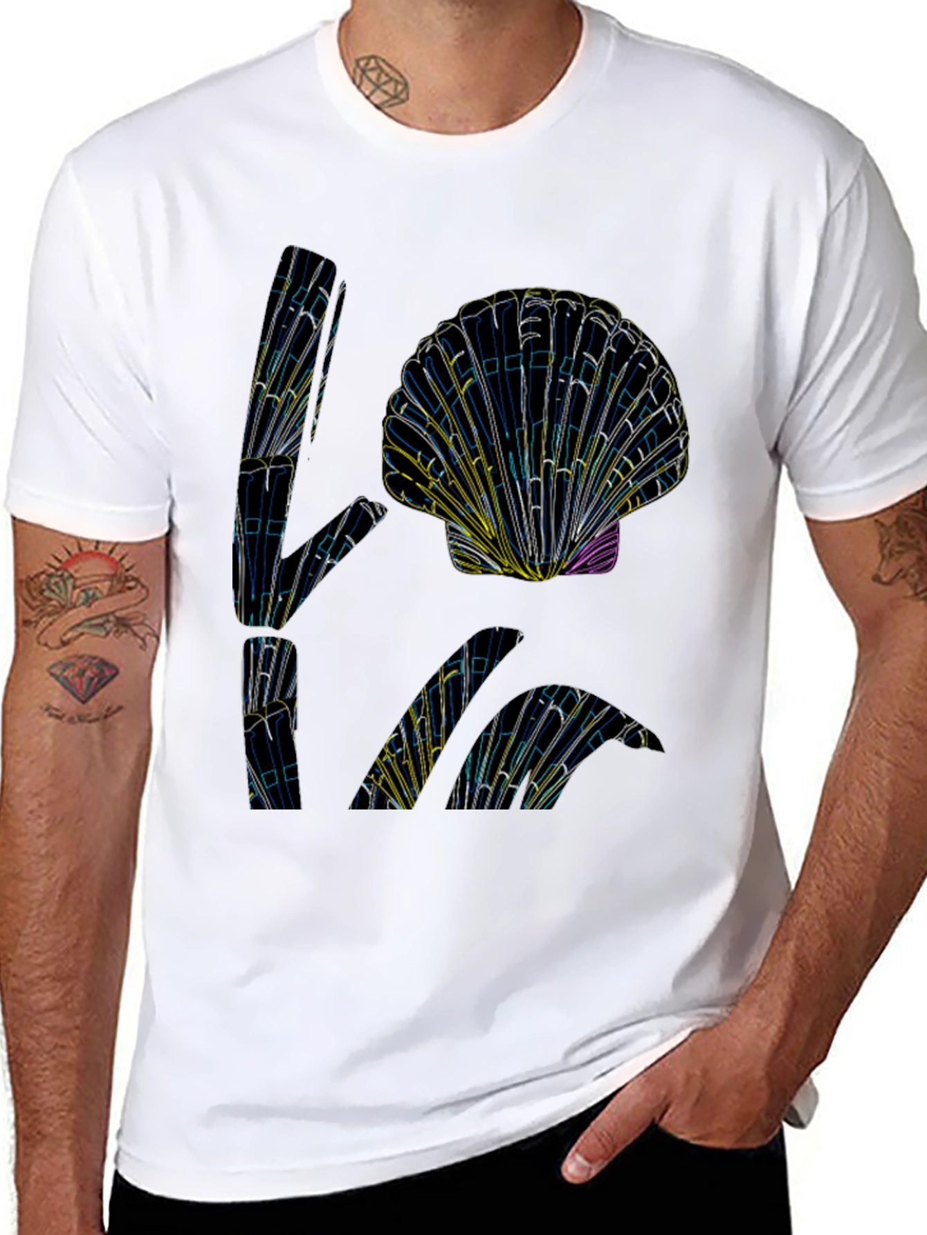 Black Abstract Seashell Graphic Tee - Black view 8