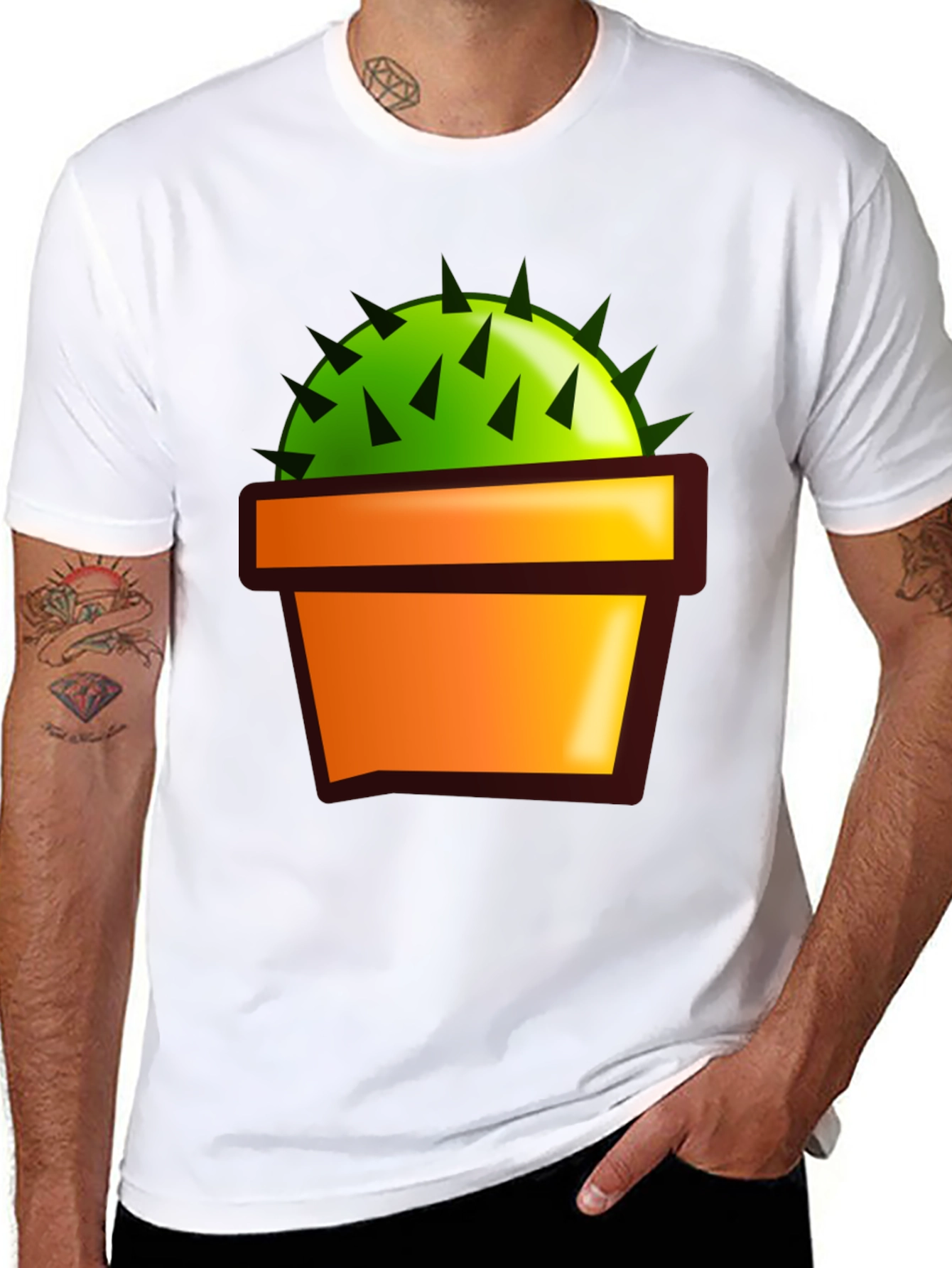 Black Cactus in Pot Graphic T-Shirt - Black view 8