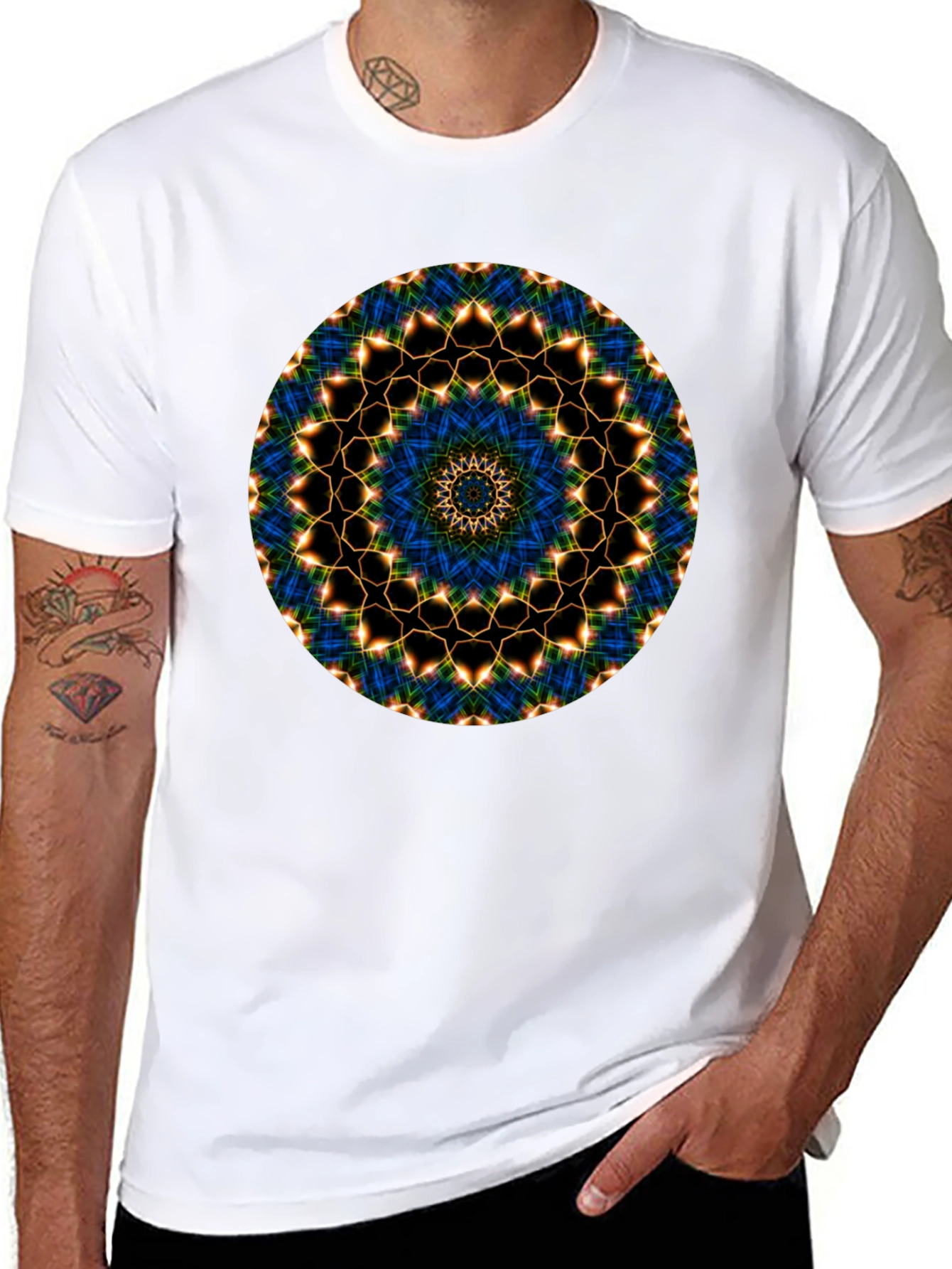 Black Mandala Graphic Tee - Black Cotton Blend view 8