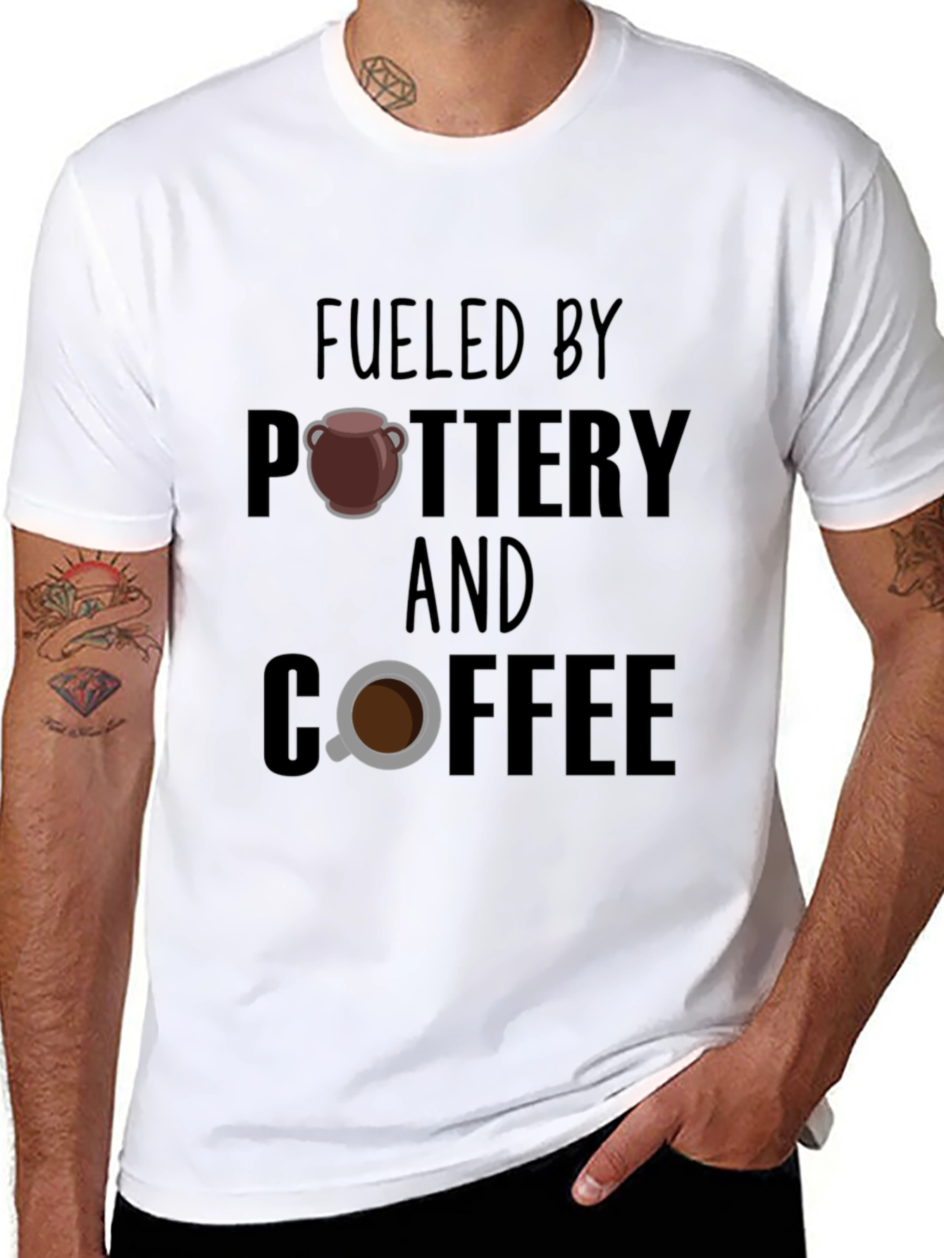 Black Fueled By Pottery and Coffee Graphic T-Shirt view 8