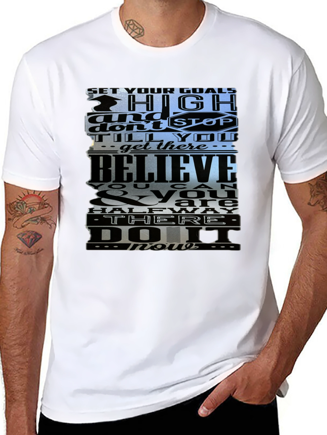 Motivational Graphic T-Shirt - Set High Goals - 8