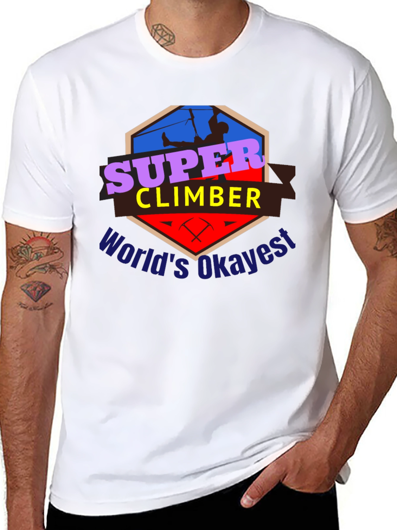 Black Super Climber T-Shirt - World's Okayest Climber Tee view 8