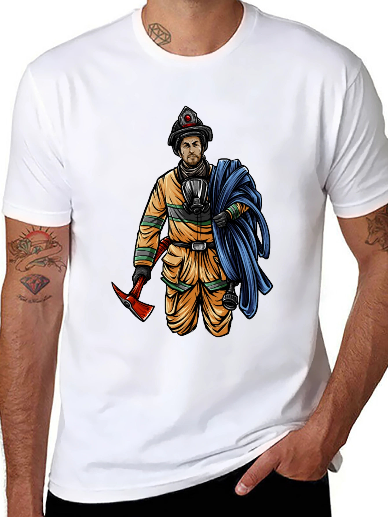 Black Firefighter Graphic Tee - Heroic Design view 8