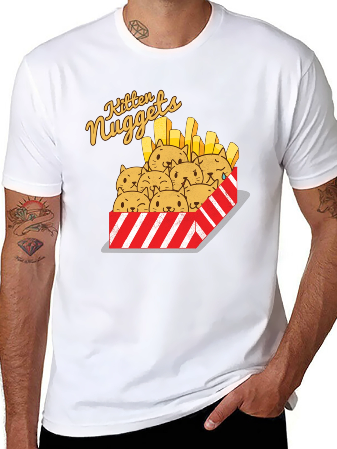 Black Kitten Nuggets Graphic T-Shirt view 8