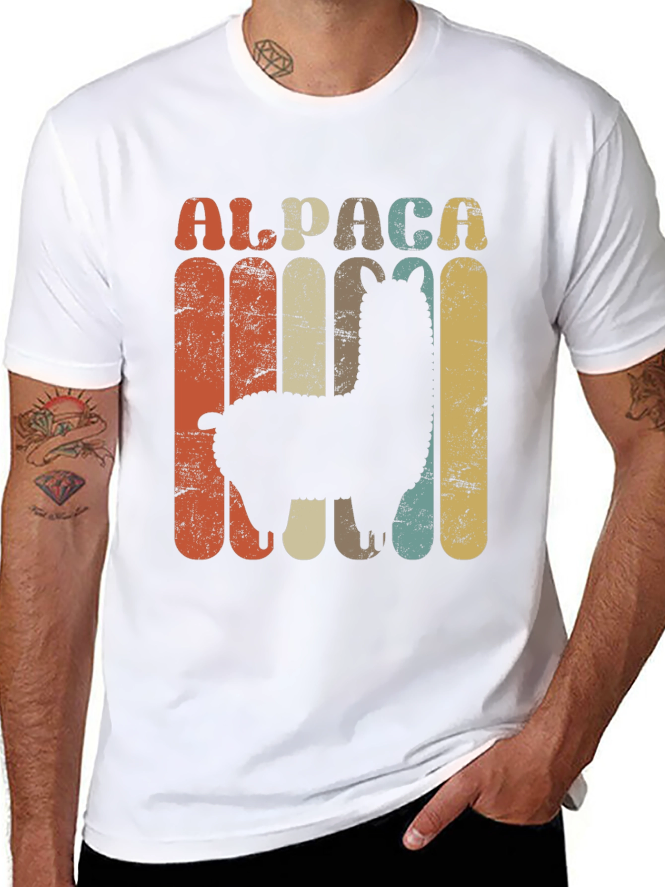 Black Retro Alpaca Graphic T-Shirt - Vintage Style view 8