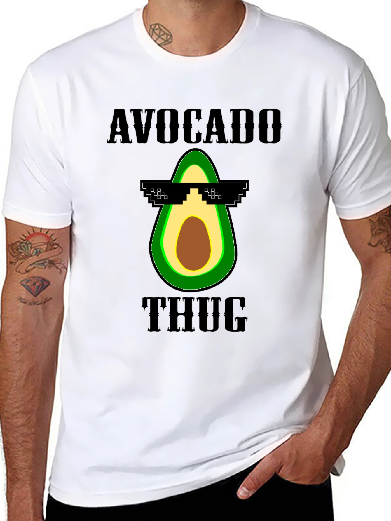 Black Avocado Thug Life Graphic Tee - Funny Novelty T-Shirt view 8