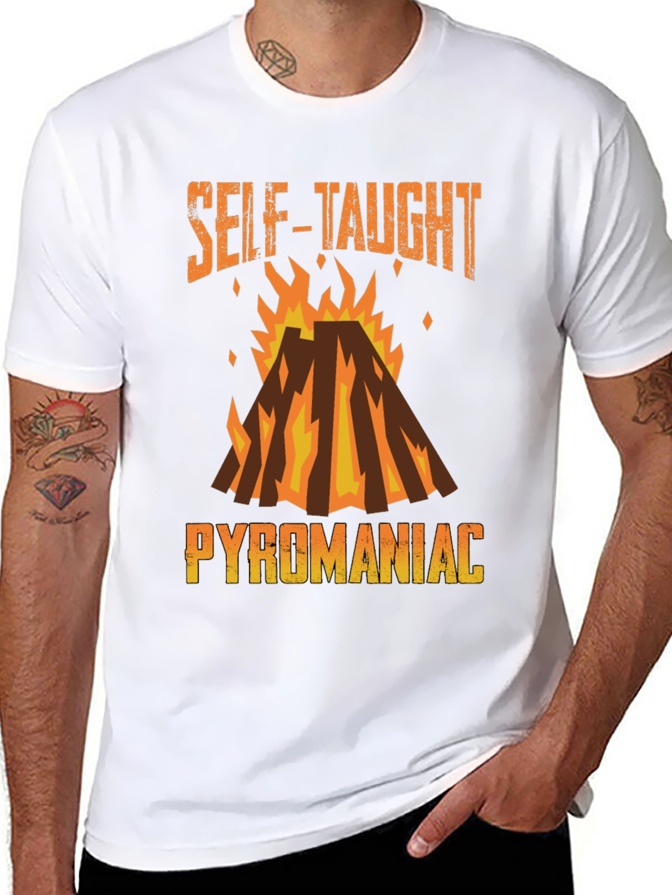 Black Self-Taught Pyromaniac Graphic Tee view 8
