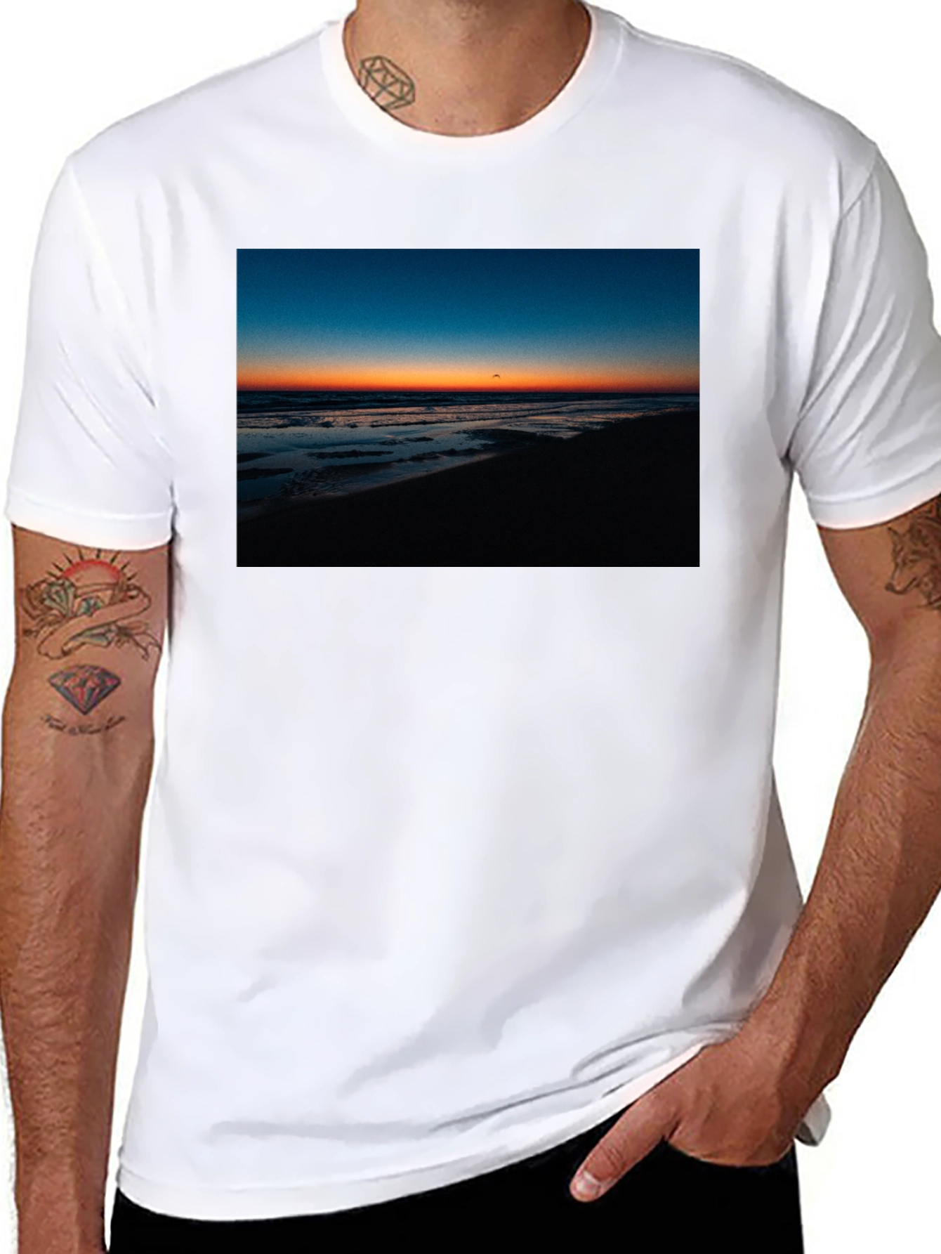 Black Sunset Beach Graphic Tee - Comfort Fit Black T-Shirt view 8
