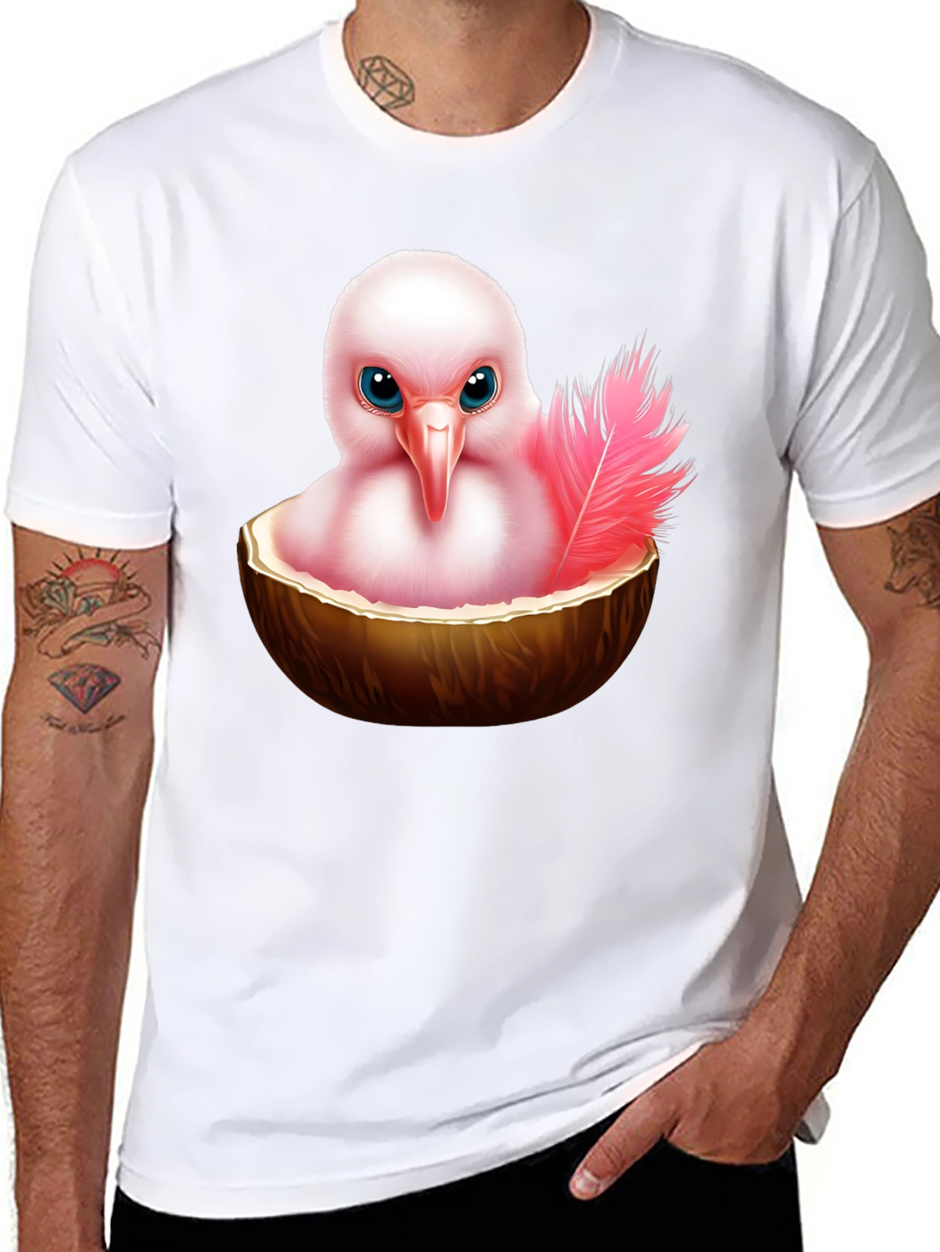 Humorous Bird in Coconut T-Shirt - 8