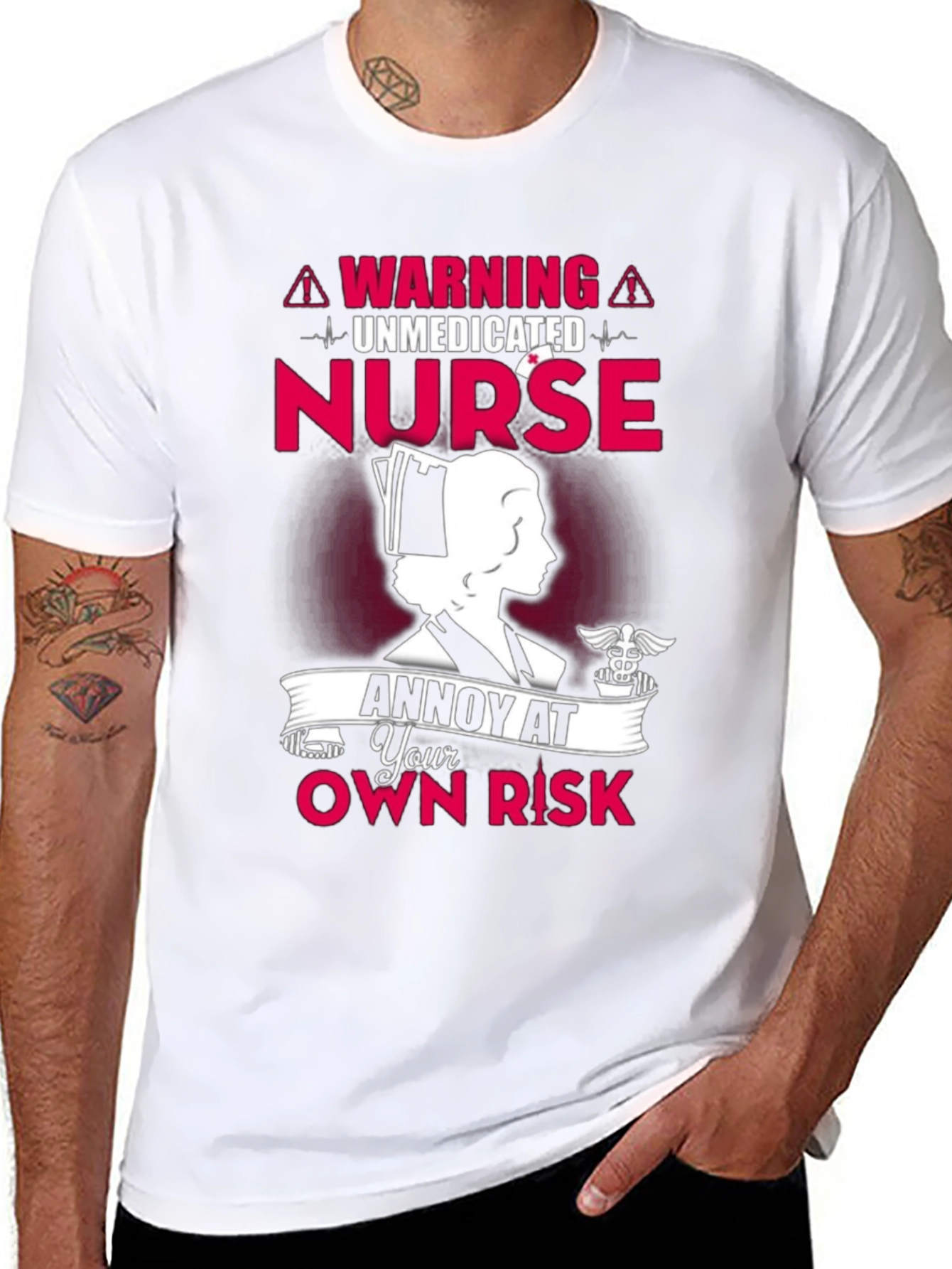 Black Unmedicated Nurse T-Shirt - Annoy At Your Own Risk! view 8