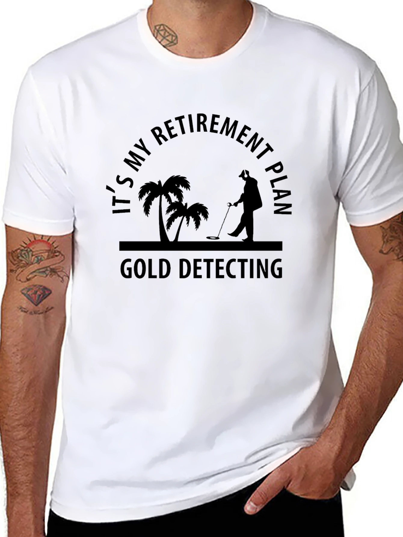 Black Retirement Gold Detecting Black T-Shirt view 8