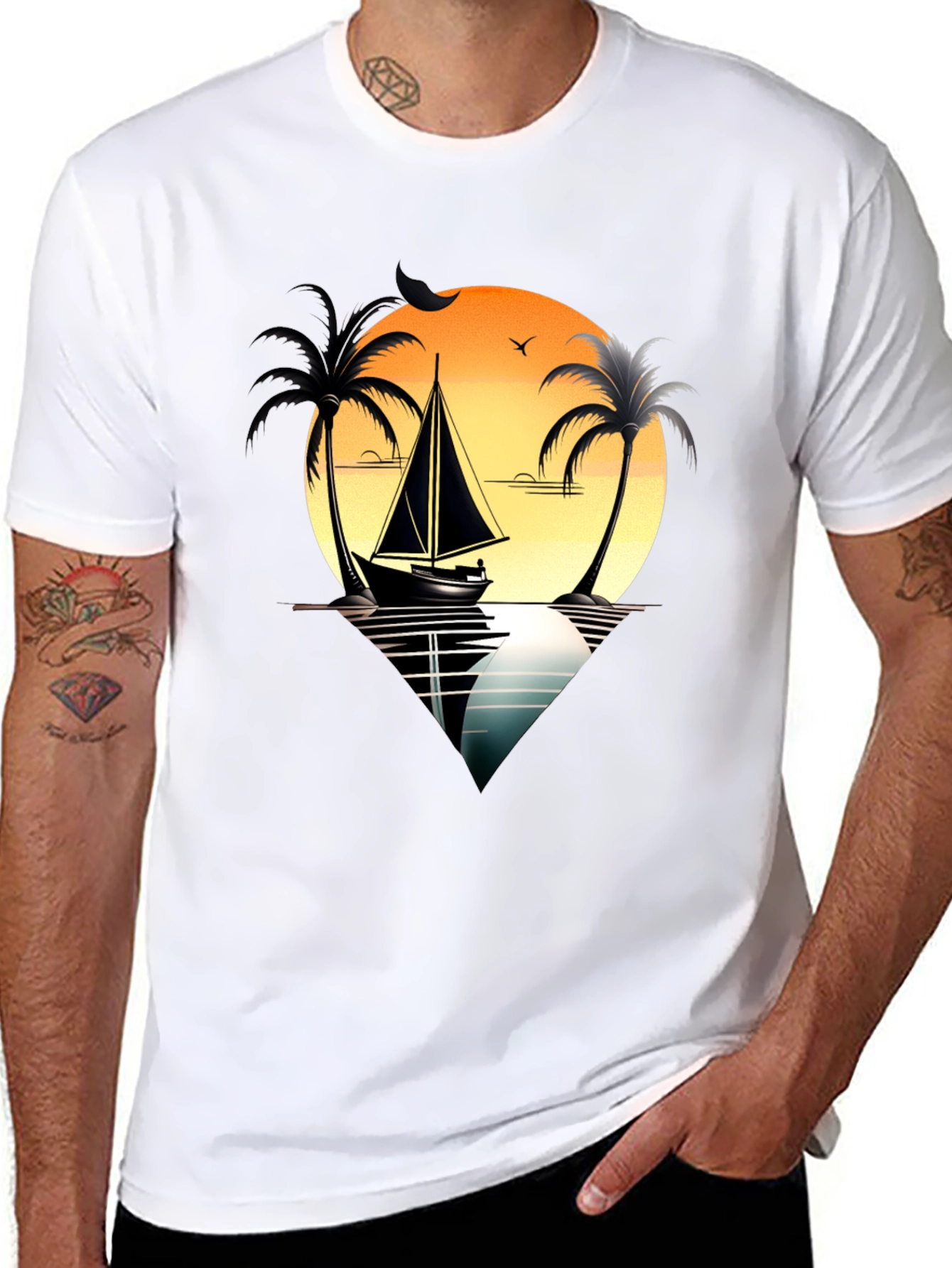 Black Sunset Sail T-Shirt view 8