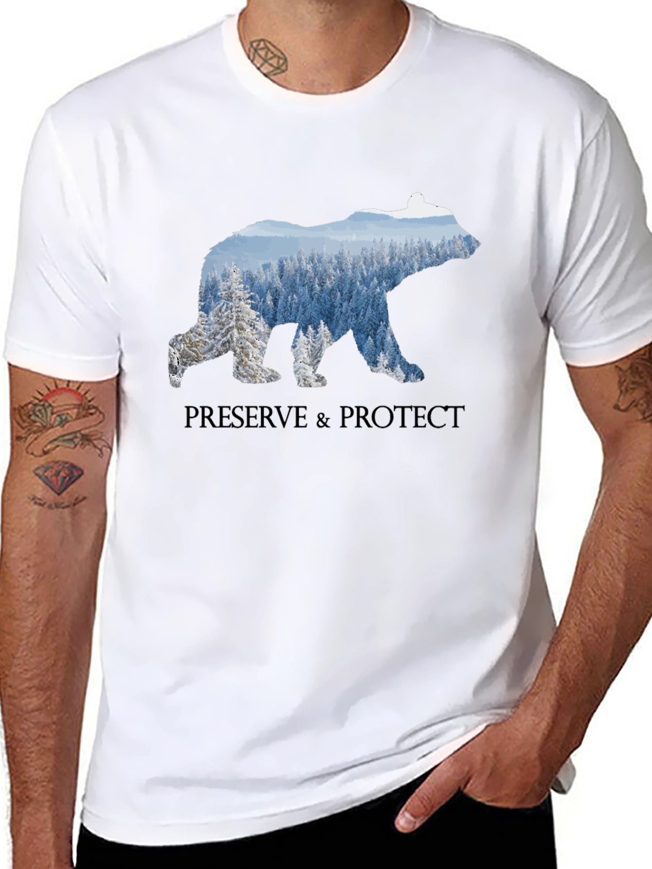 Black Preserve & Protect Bear Graphic T-Shirt view 8
