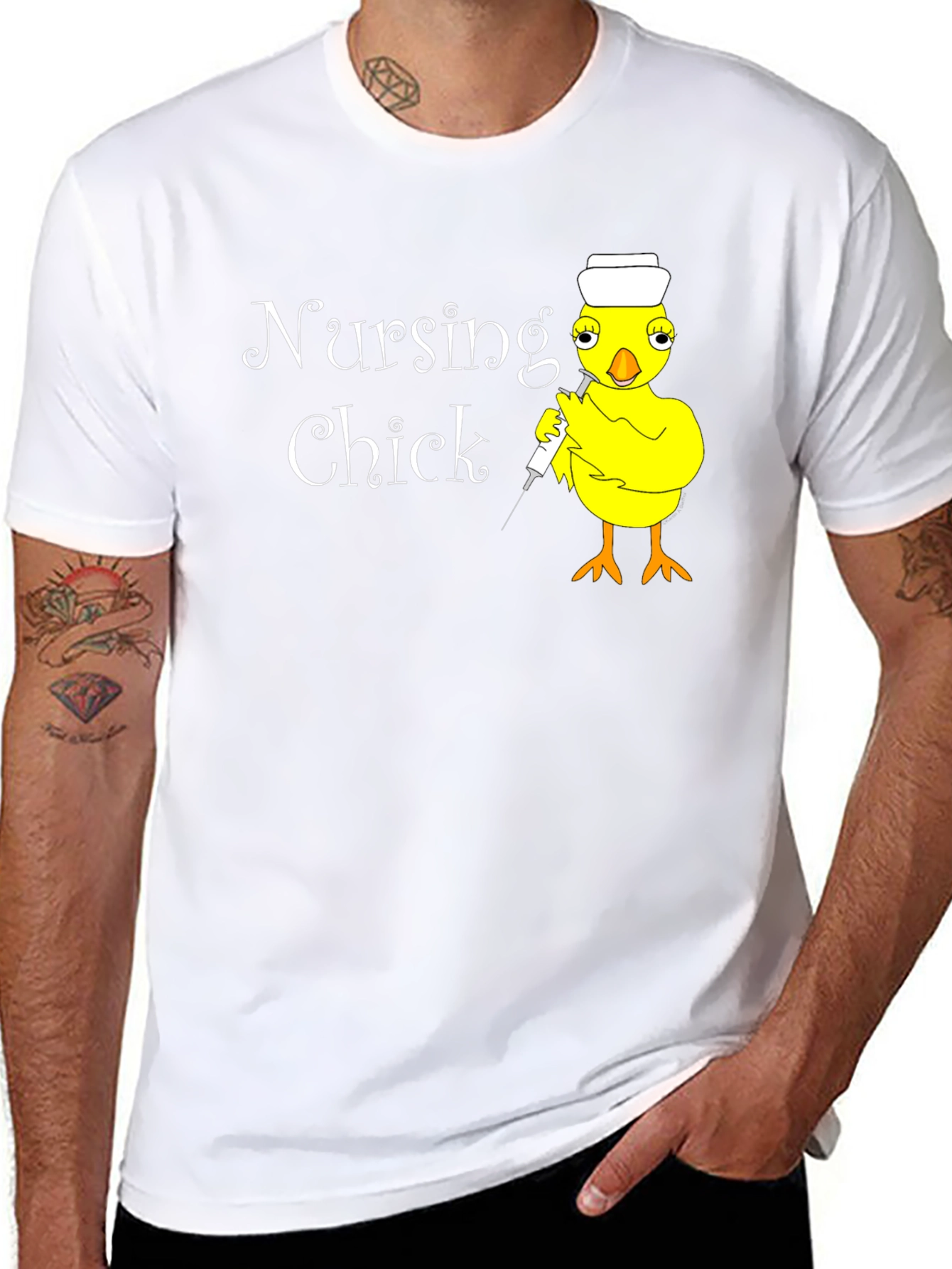 Black Nursing Chick T-Shirt - Funny Nurse Apparel view 8