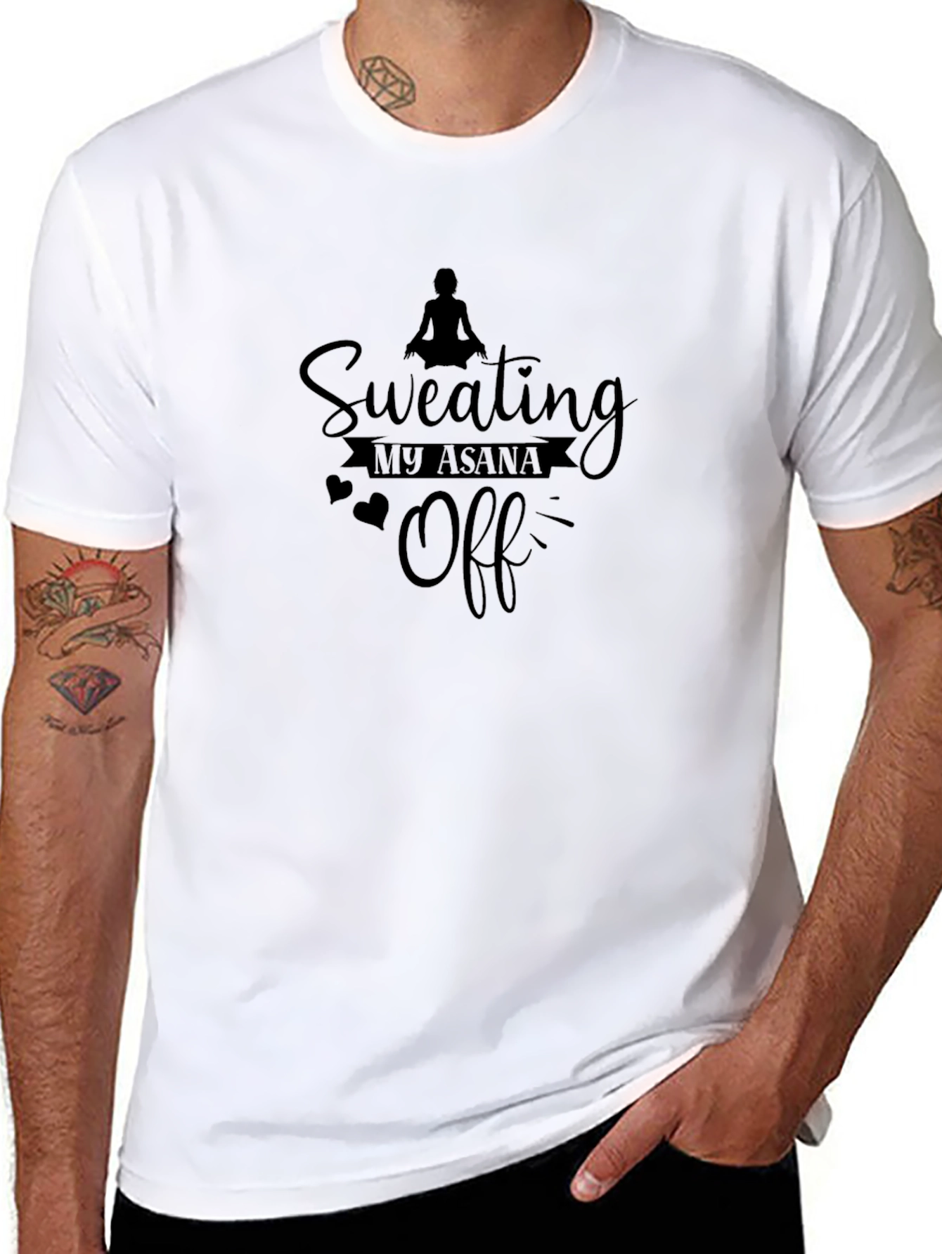 Black Yoga T-Shirt - Sweating My Asana Off - Fitness Tee view 8