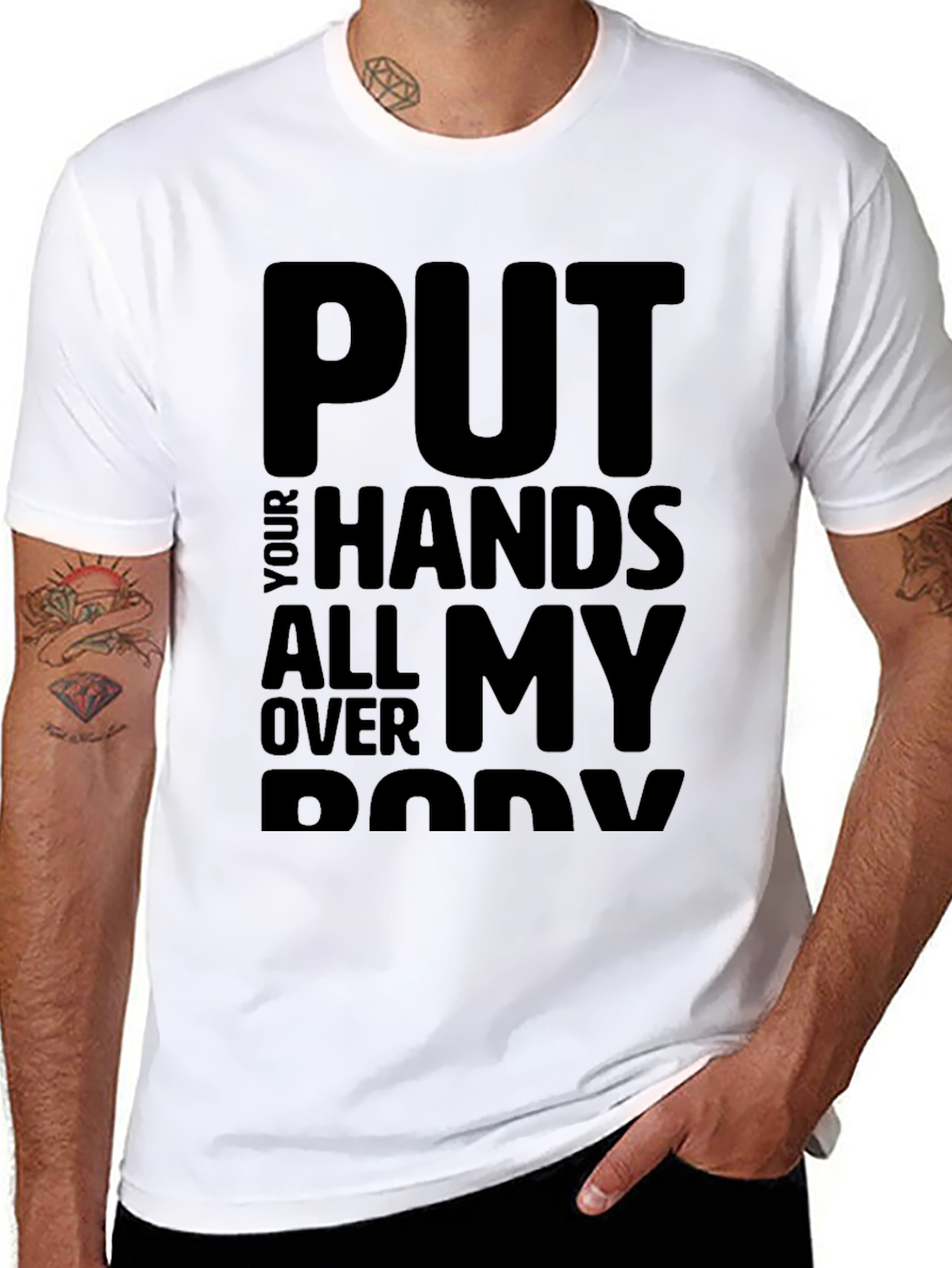 Black Put Your Hands All Over My Body T-Shirt view 8