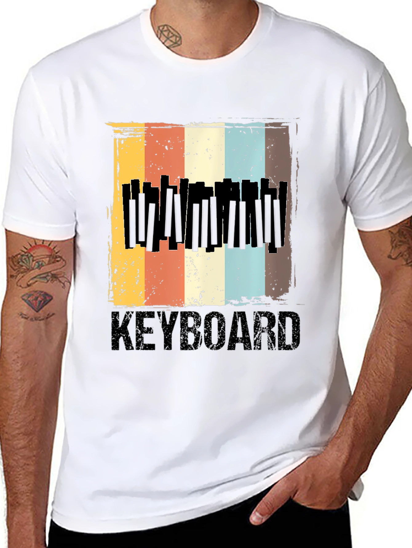 Black Vintage Keyboard T-Shirt - Retro Music Lover Tee view 8