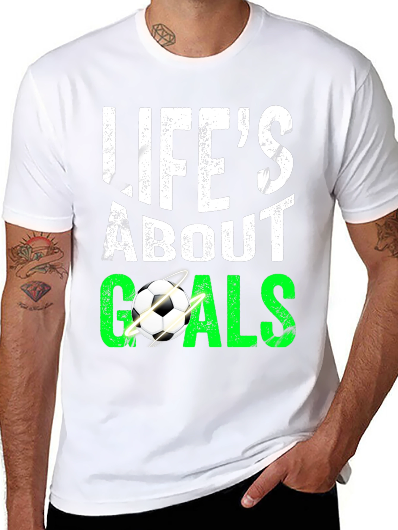 Black Life's About Goals Soccer Graphic T-Shirt view 8