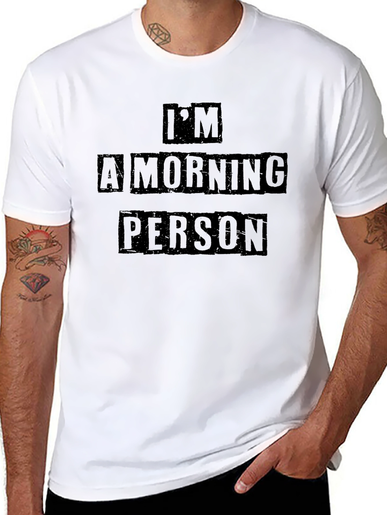 Black I'm A Morning Person Graphic Tee - Black Cotton Blend T-Shirt view 8