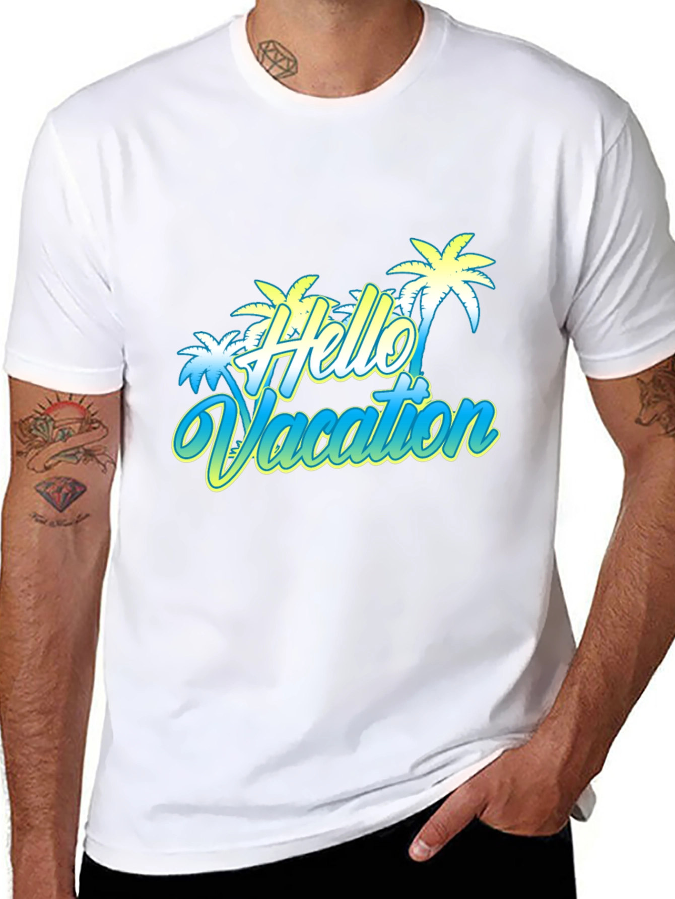 Black Hello Vacation Graphic T-Shirt view 8