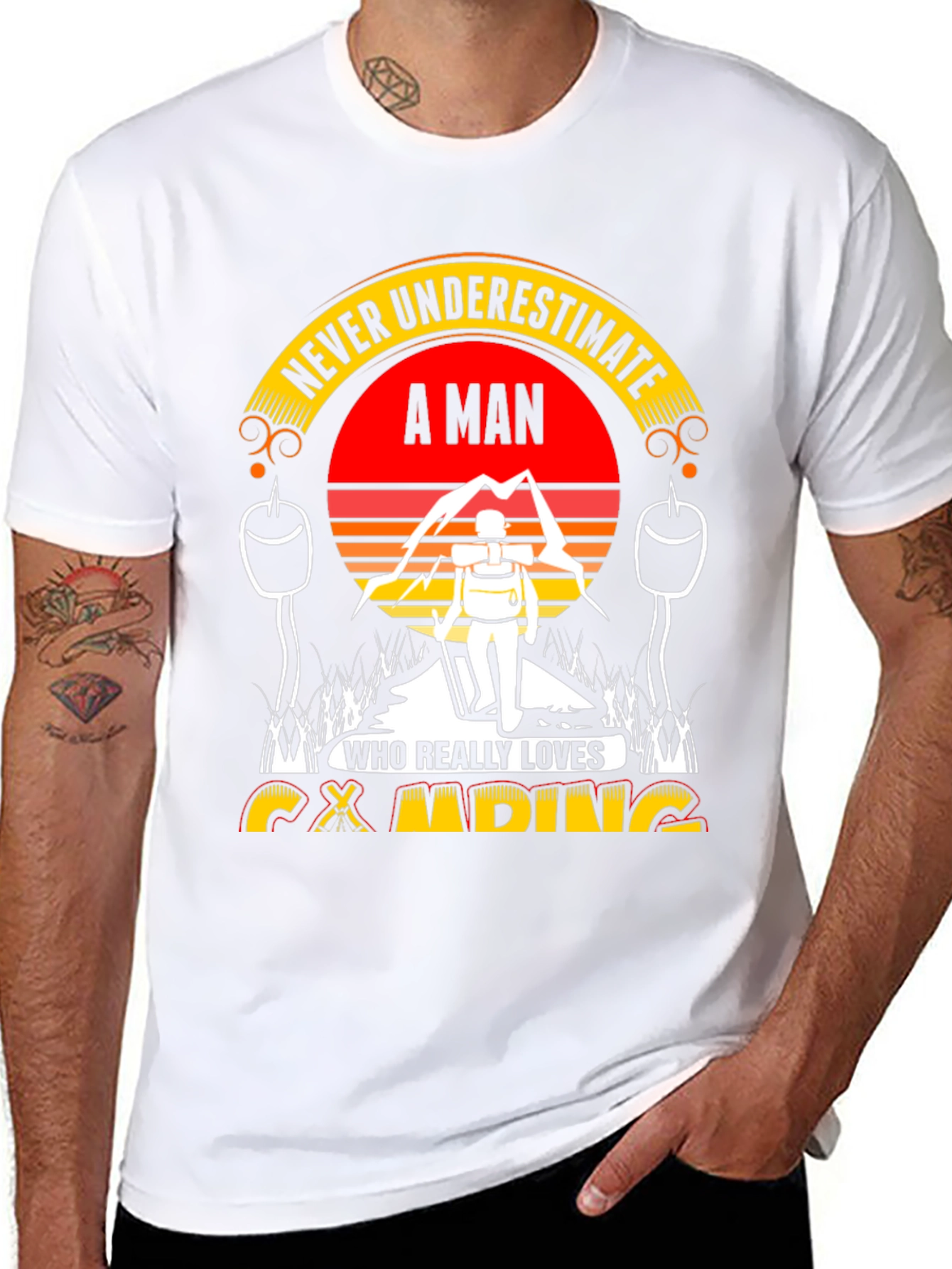 Black Camping Lover Tee: Never Underestimate A Man! view 8