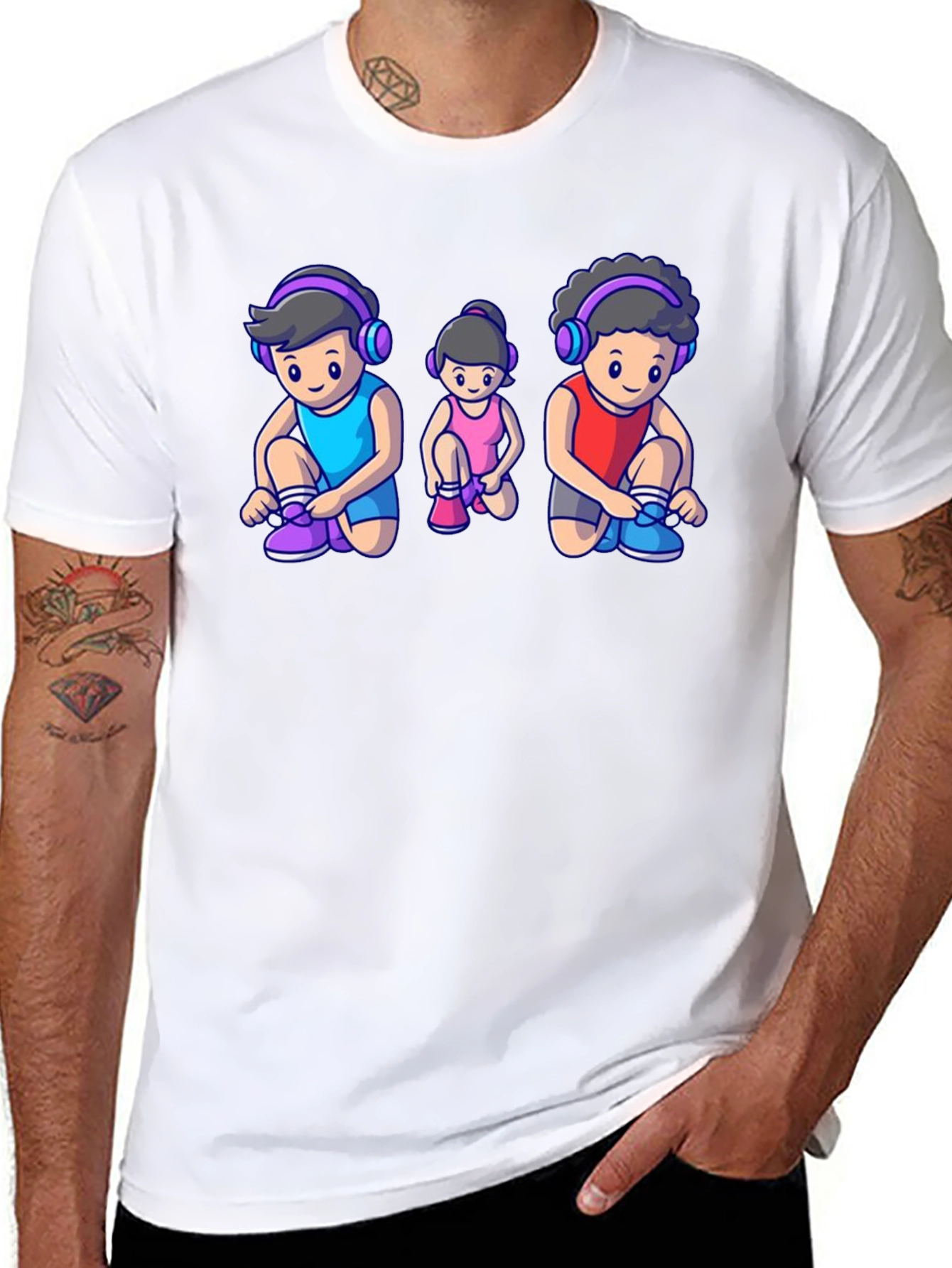 Black Cartoon Family Black T-Shirt view 8