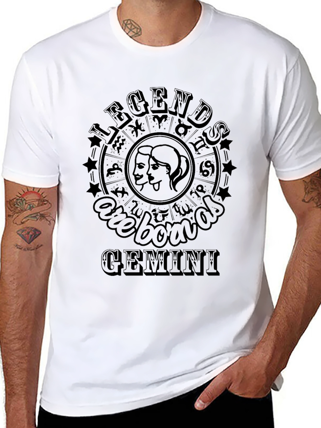 Black Legends Are Born Gemini Black T-Shirt Zodiac Sign view 8
